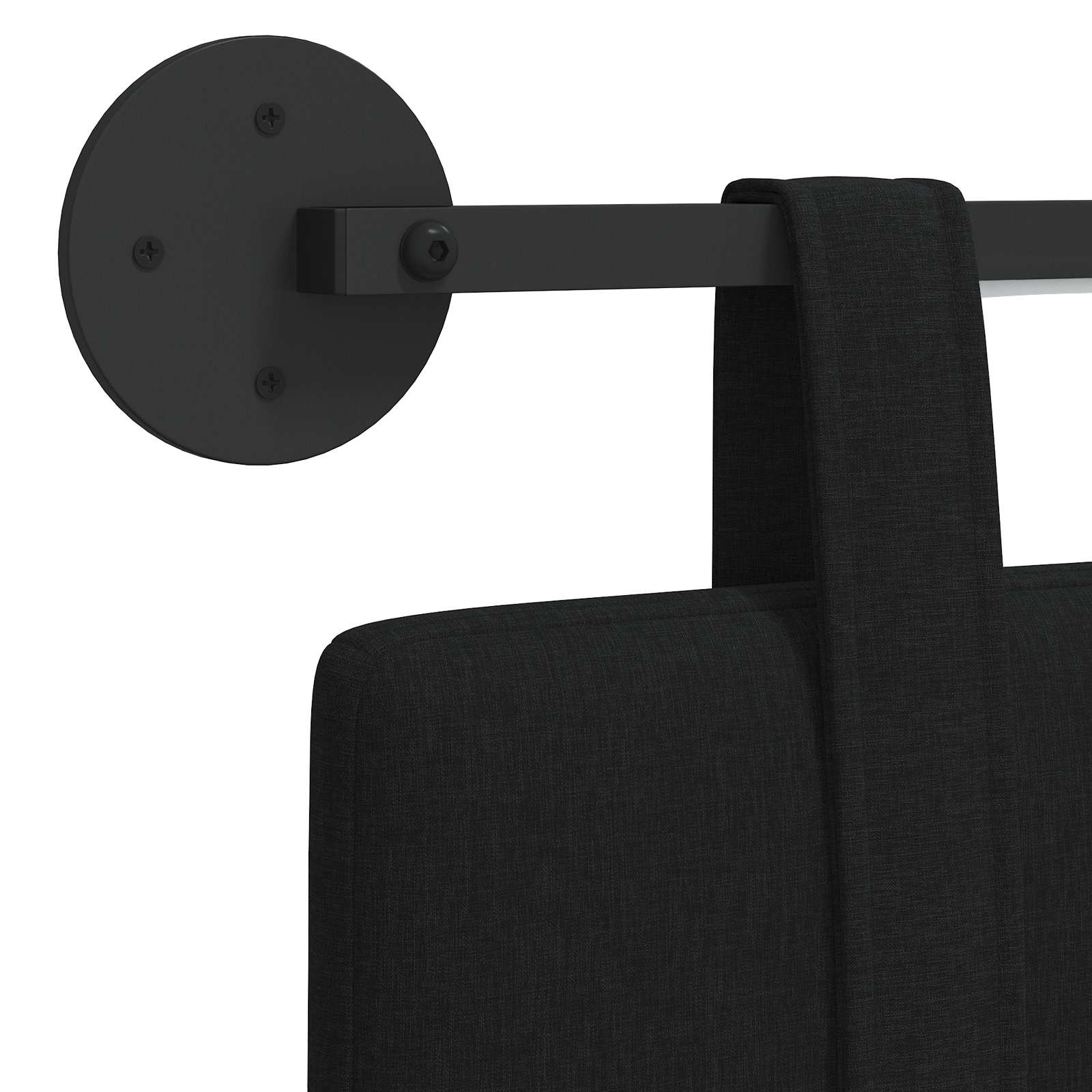 Tête de lit suspendue Avec lumière LED Noir Tissu - XIOS