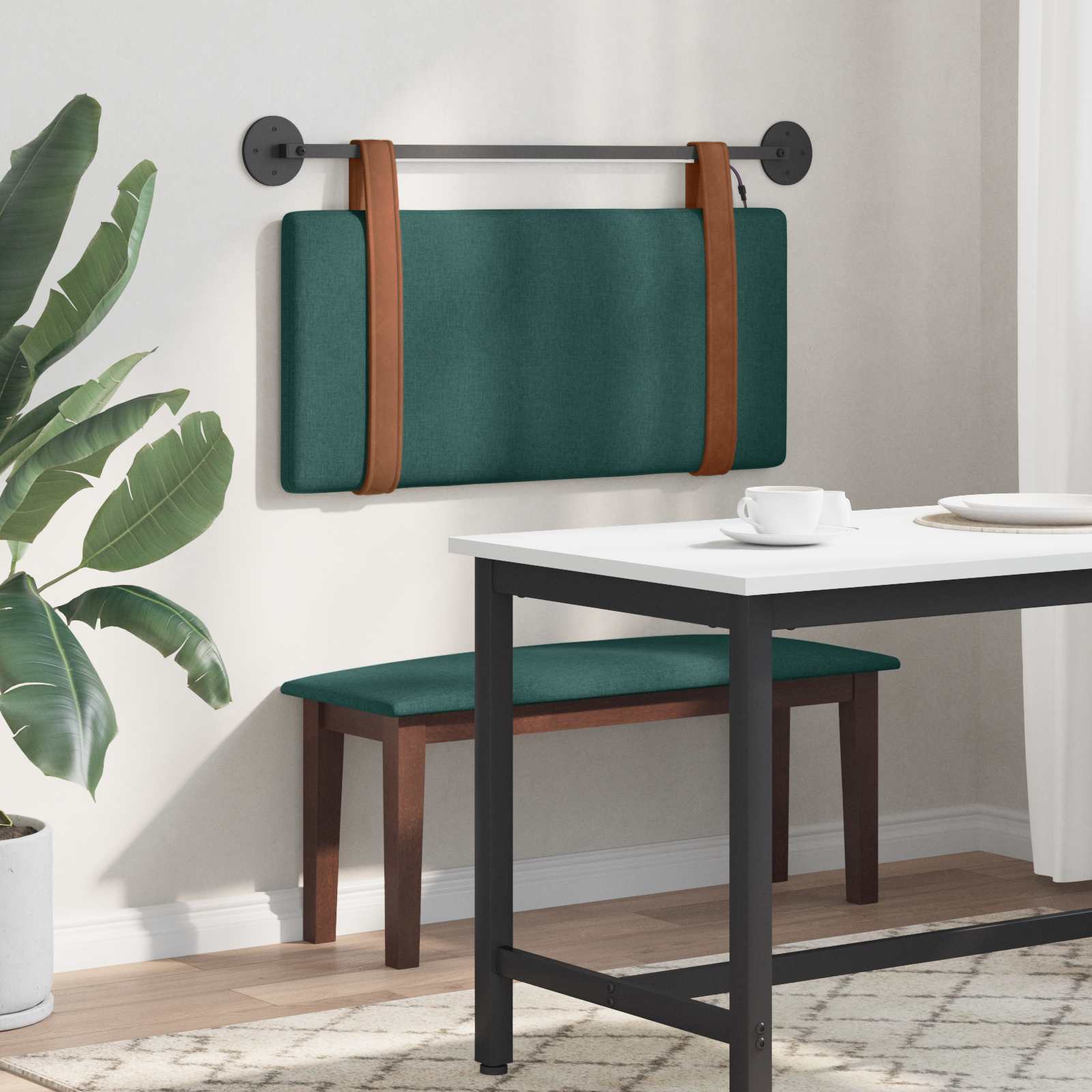 Tête de lit suspendue Avec lumière LED Vert foncé PU antique - XIOS