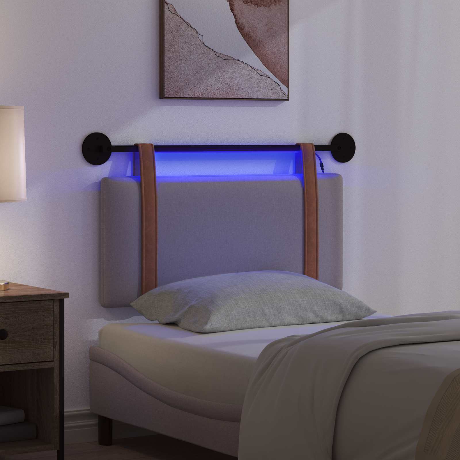 Tête de lit suspendue Avec lumière LED Taupe PU antique - XIOS