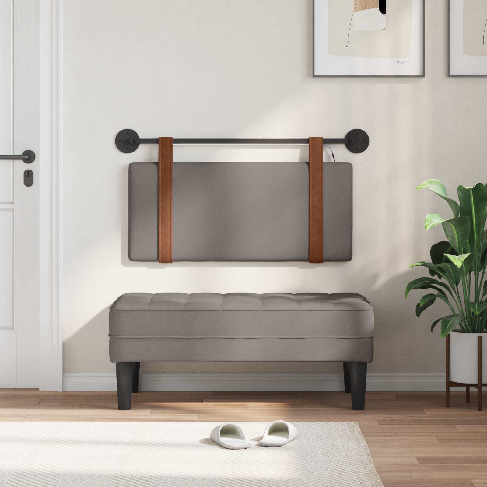 Tête de lit suspendue Avec lumière LED Taupe PU antique - XIOS