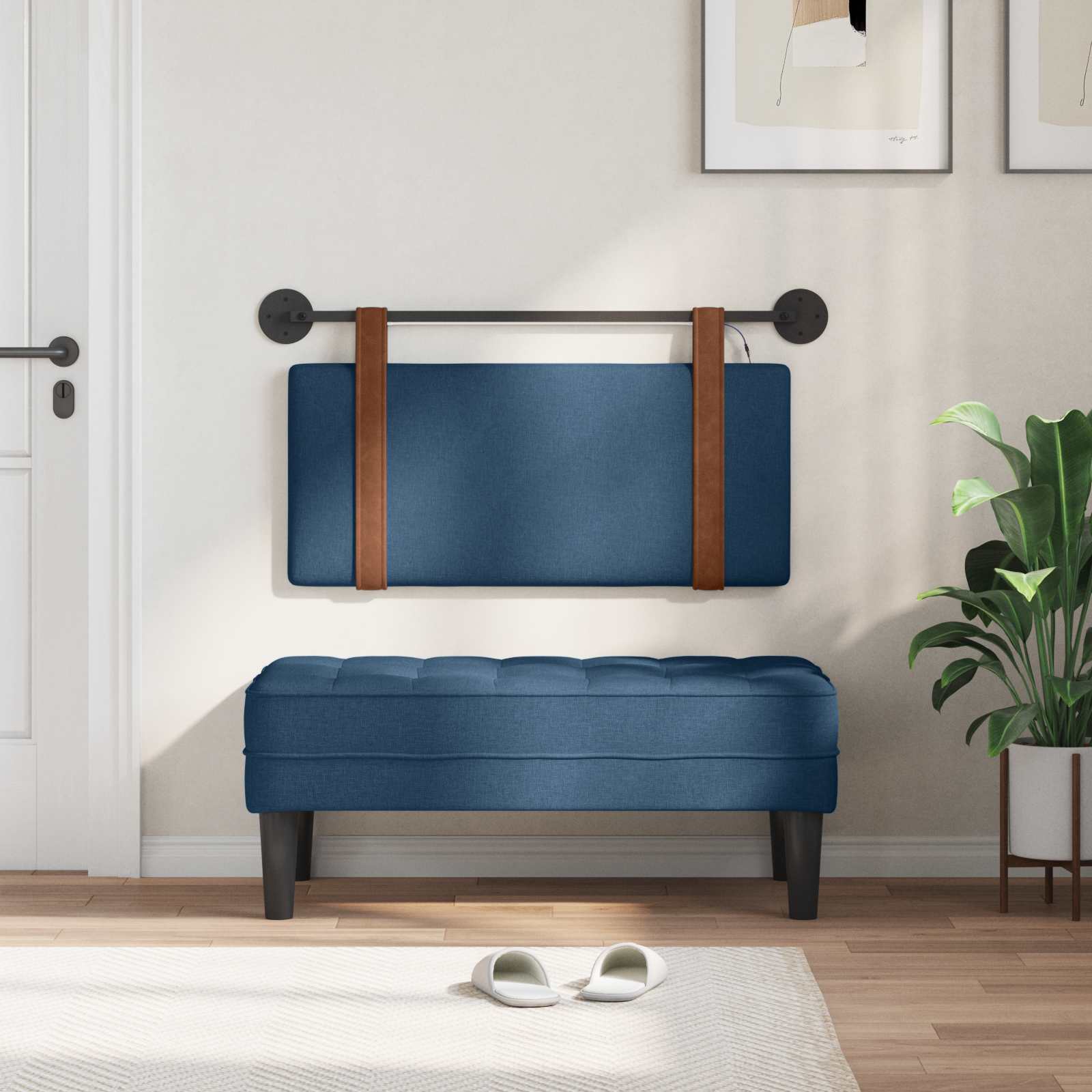 Tête de lit suspendue Avec lumière LED Bleu PU antique - XIOS