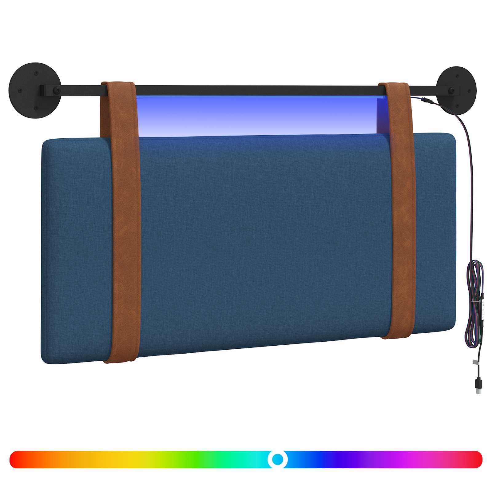 Tête de lit suspendue Avec lumière LED Bleu PU antique - XIOS