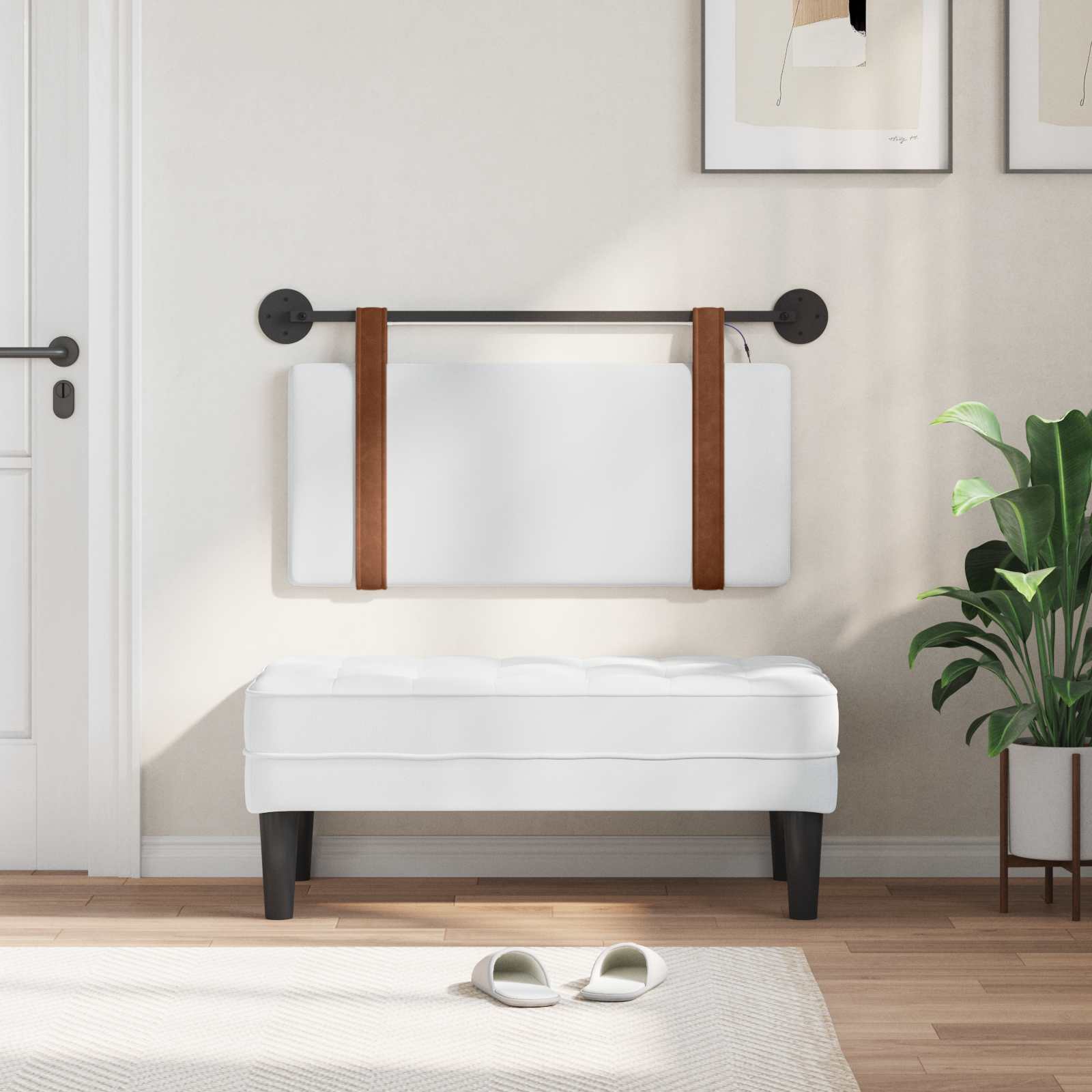 Tête de lit suspendue Avec lumière LED Blanc PU antique - XIOS