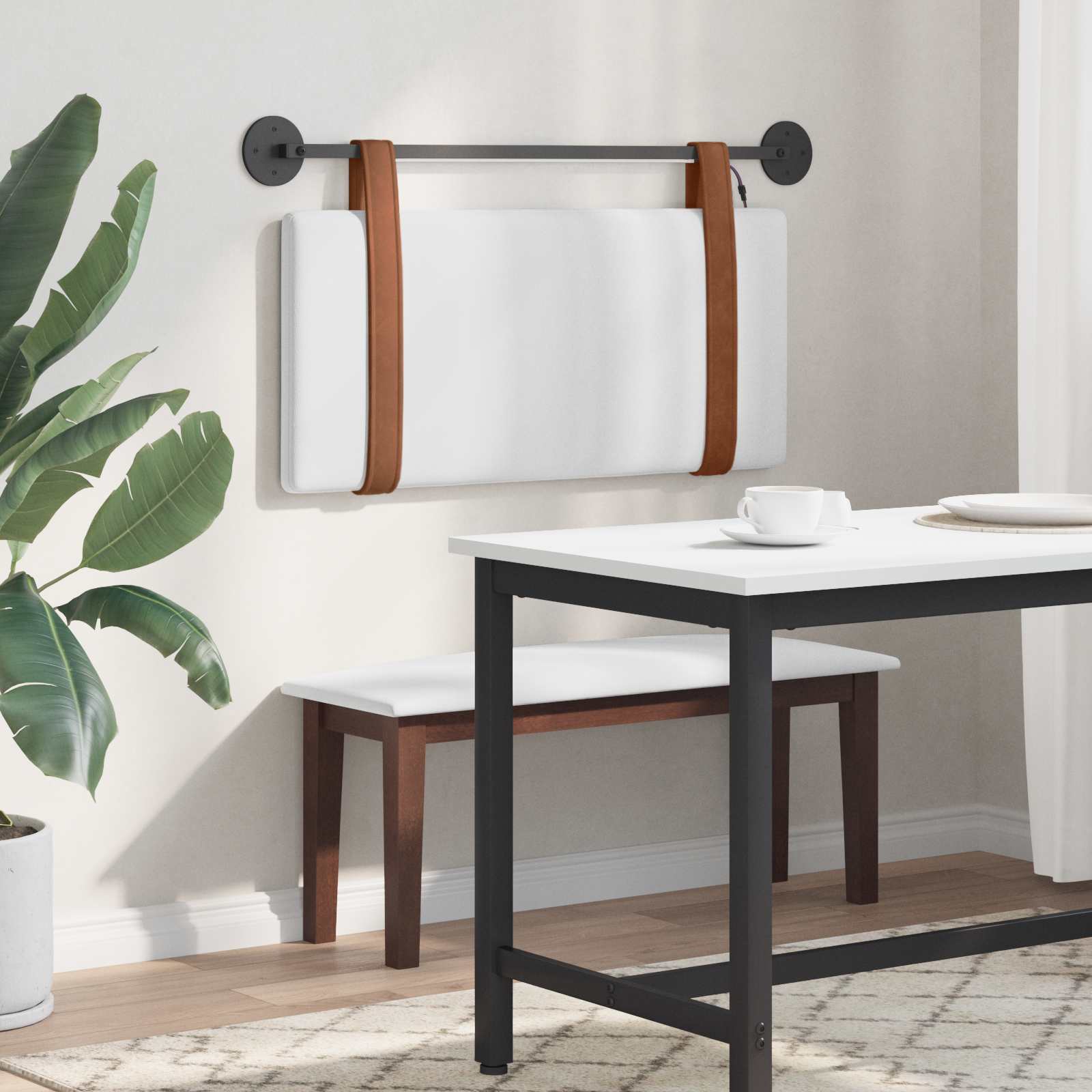 Tête de lit suspendue Avec lumière LED Blanc PU antique - XIOS