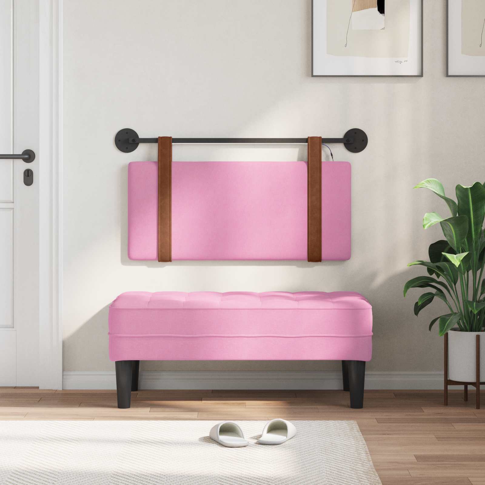Tête de lit suspendue Avec lumière LED Rose PU antique - XIOS
