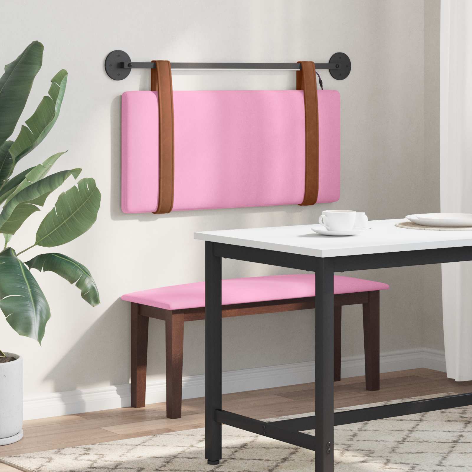 Tête de lit suspendue Avec lumière LED Rose PU antique - XIOS