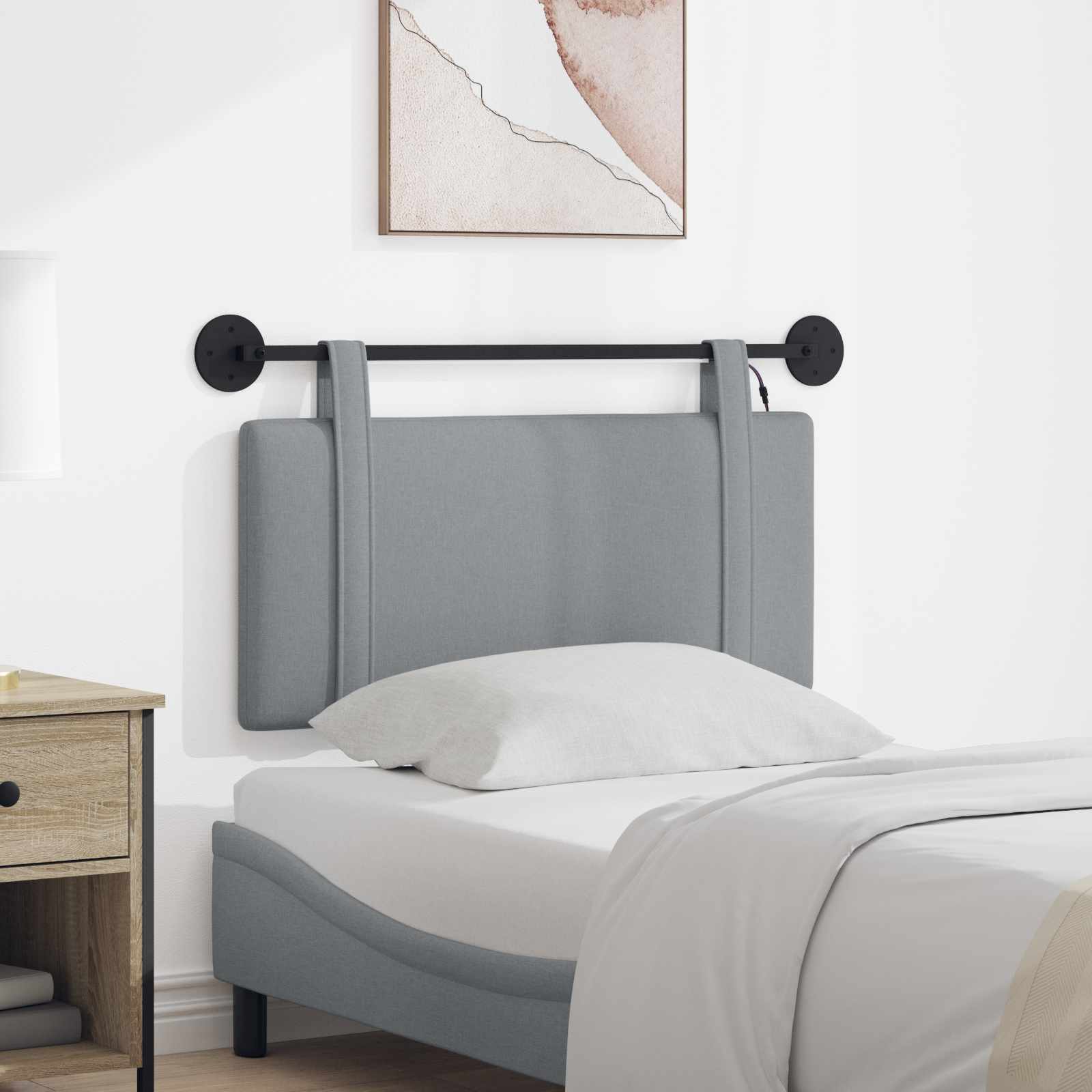 Tête de lit suspendue Avec lumière LED Gris clair Tissu - XIOS