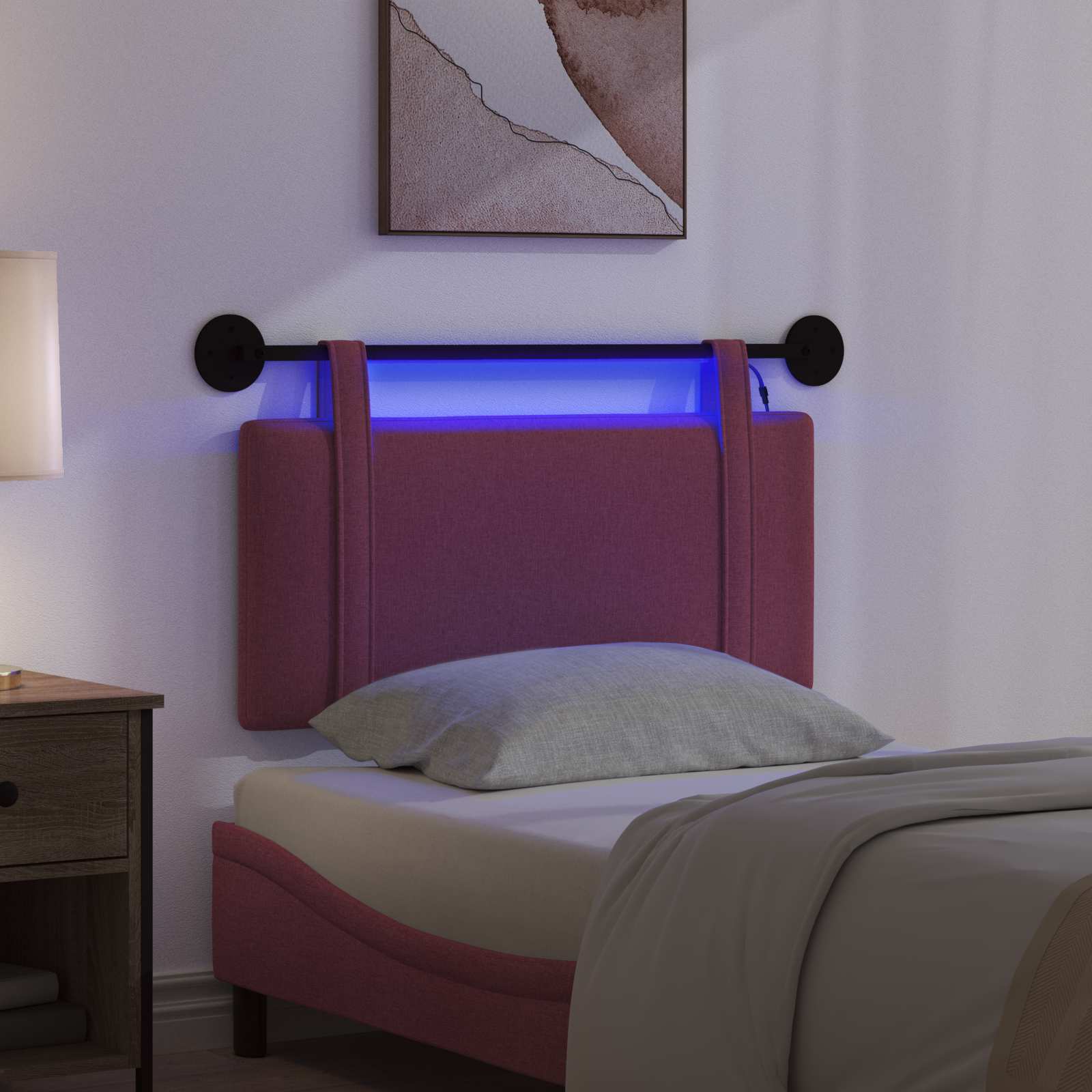 Tête de lit suspendue Avec lumière LED Bordeaux Tissu - XIOS