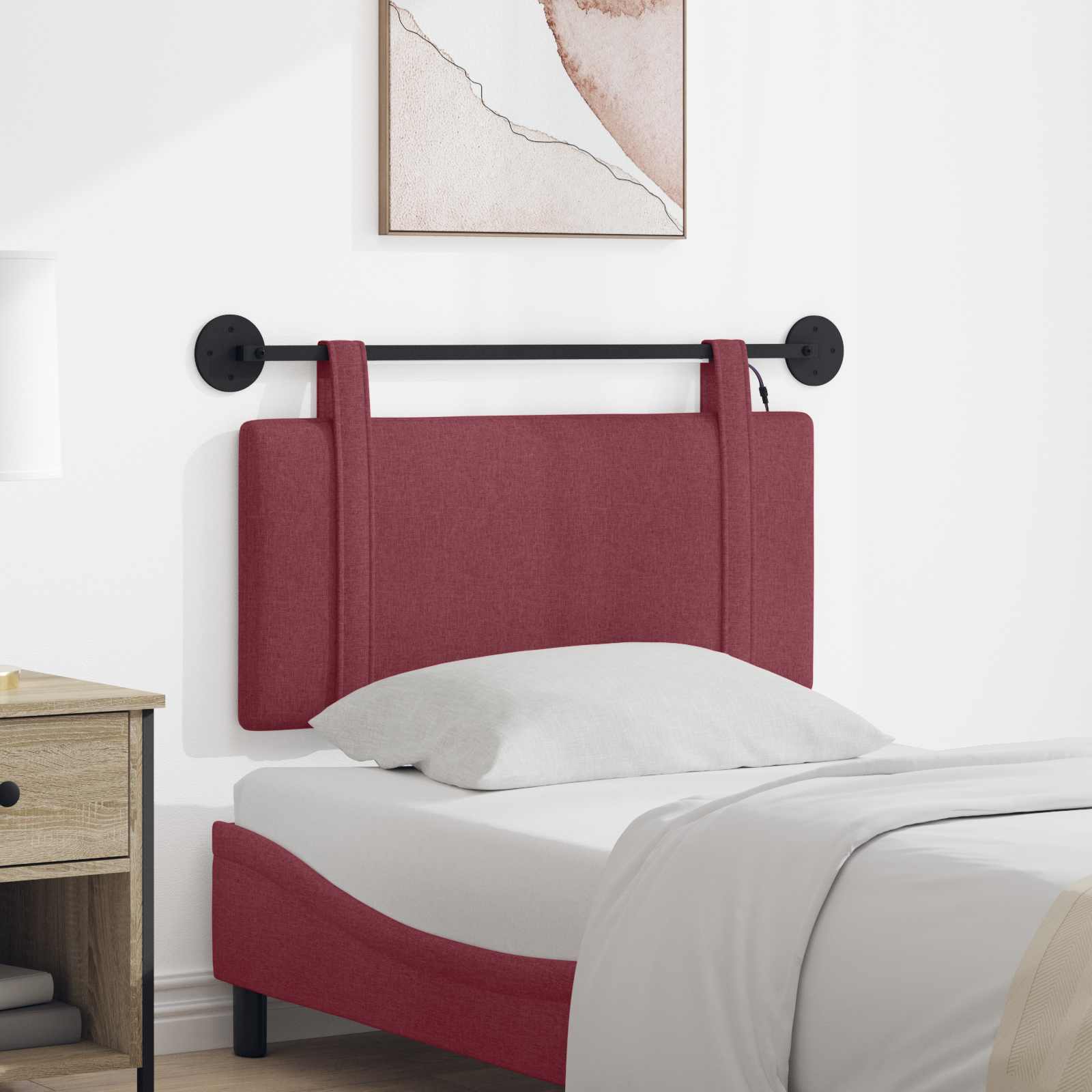 Tête de lit suspendue Avec lumière LED Bordeaux Tissu - XIOS