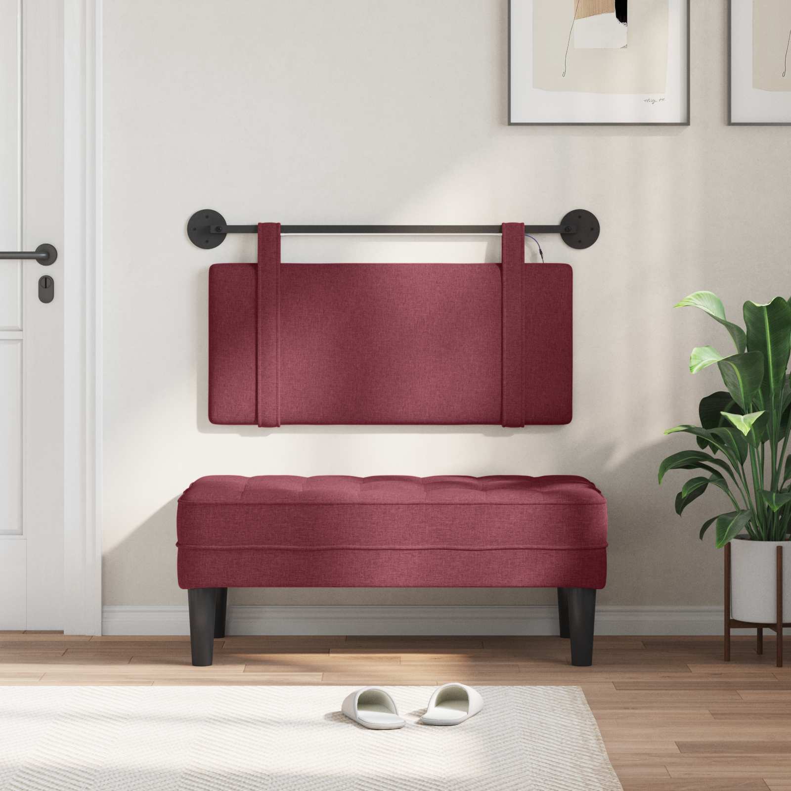 Tête de lit suspendue Avec lumière LED Bordeaux Tissu - XIOS