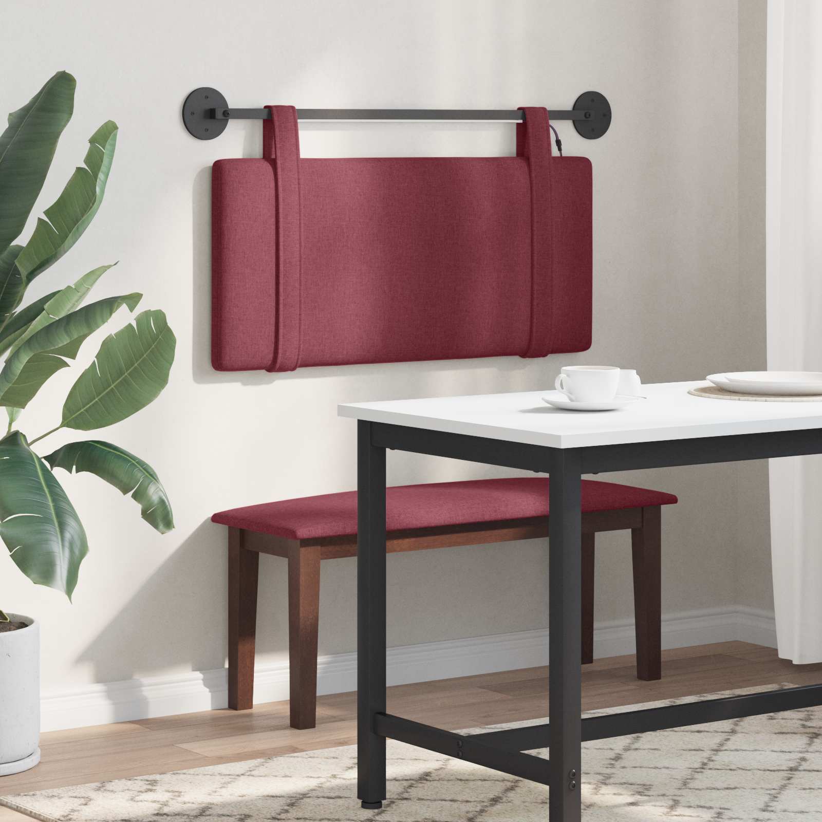 Tête de lit suspendue Avec lumière LED Bordeaux Tissu - XIOS