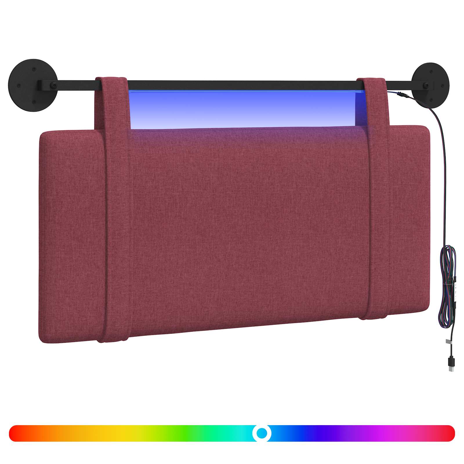 Tête de lit suspendue Avec lumière LED Bordeaux Tissu - XIOS
