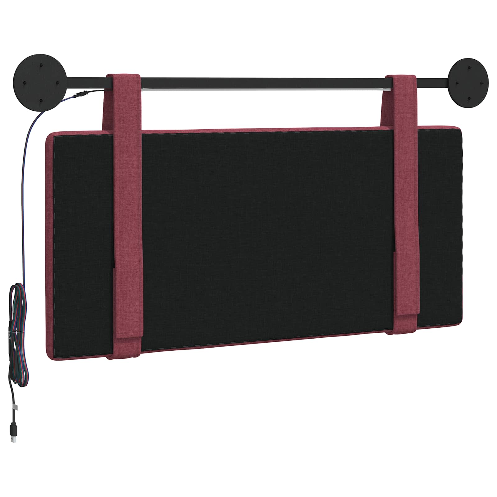 Tête de lit suspendue Avec lumière LED Bordeaux Tissu - XIOS