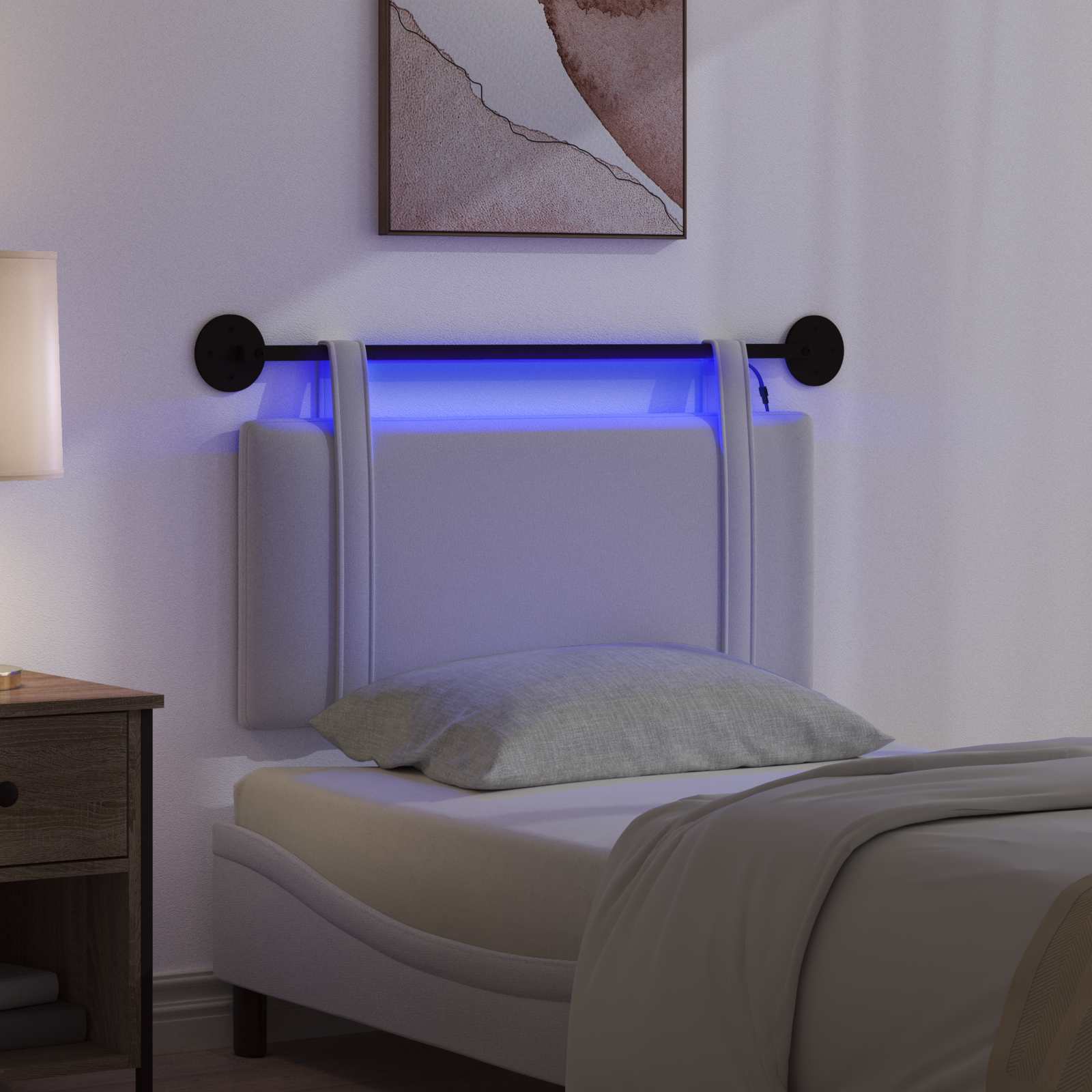 Tête de lit suspendue Avec lumière LED Blanc Tissu - XIOS