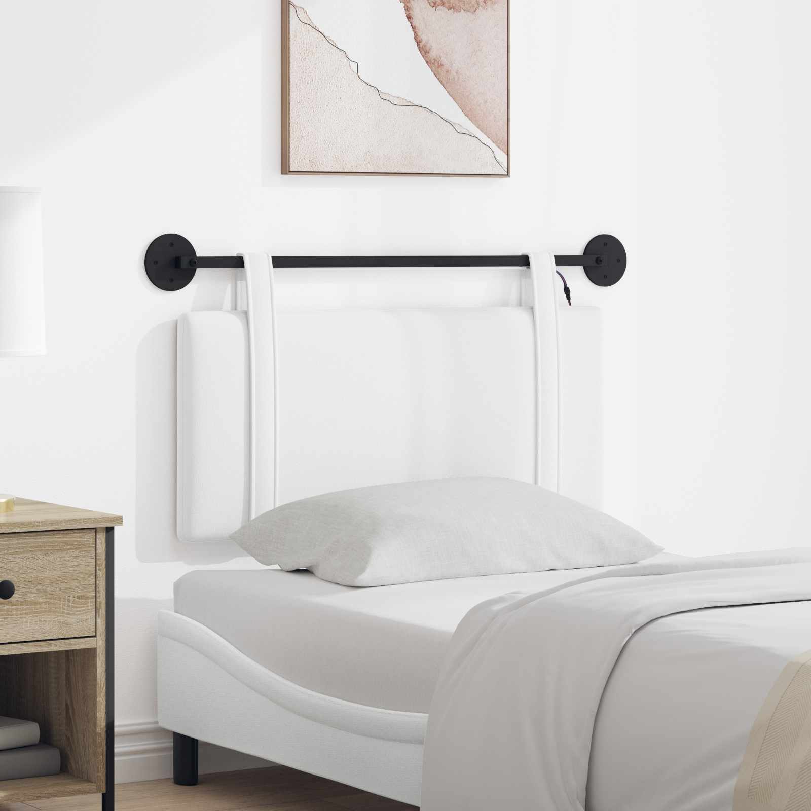 Tête de lit suspendue Avec lumière LED Blanc Tissu - XIOS