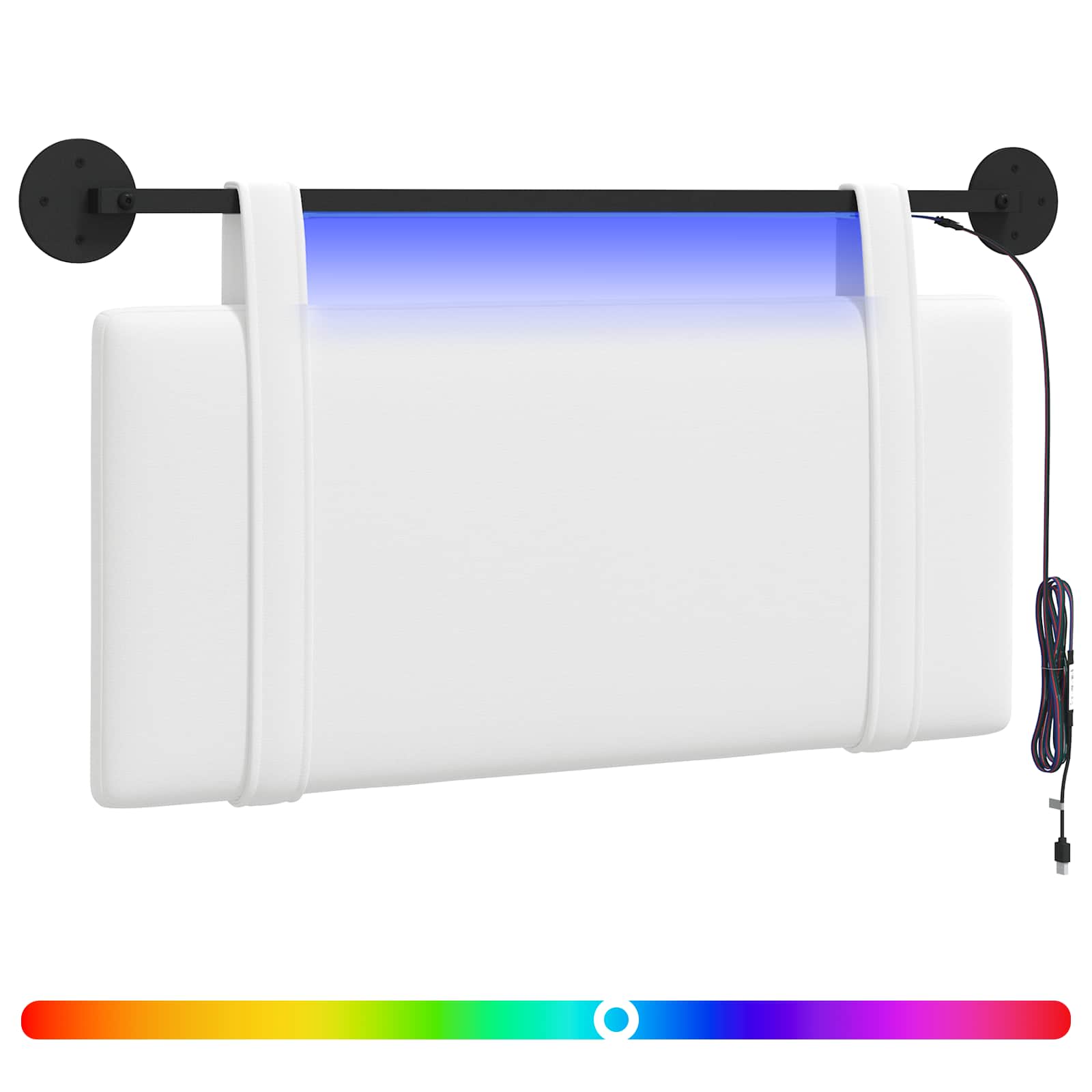 Tête de lit suspendue Avec lumière LED Blanc Tissu - XIOS