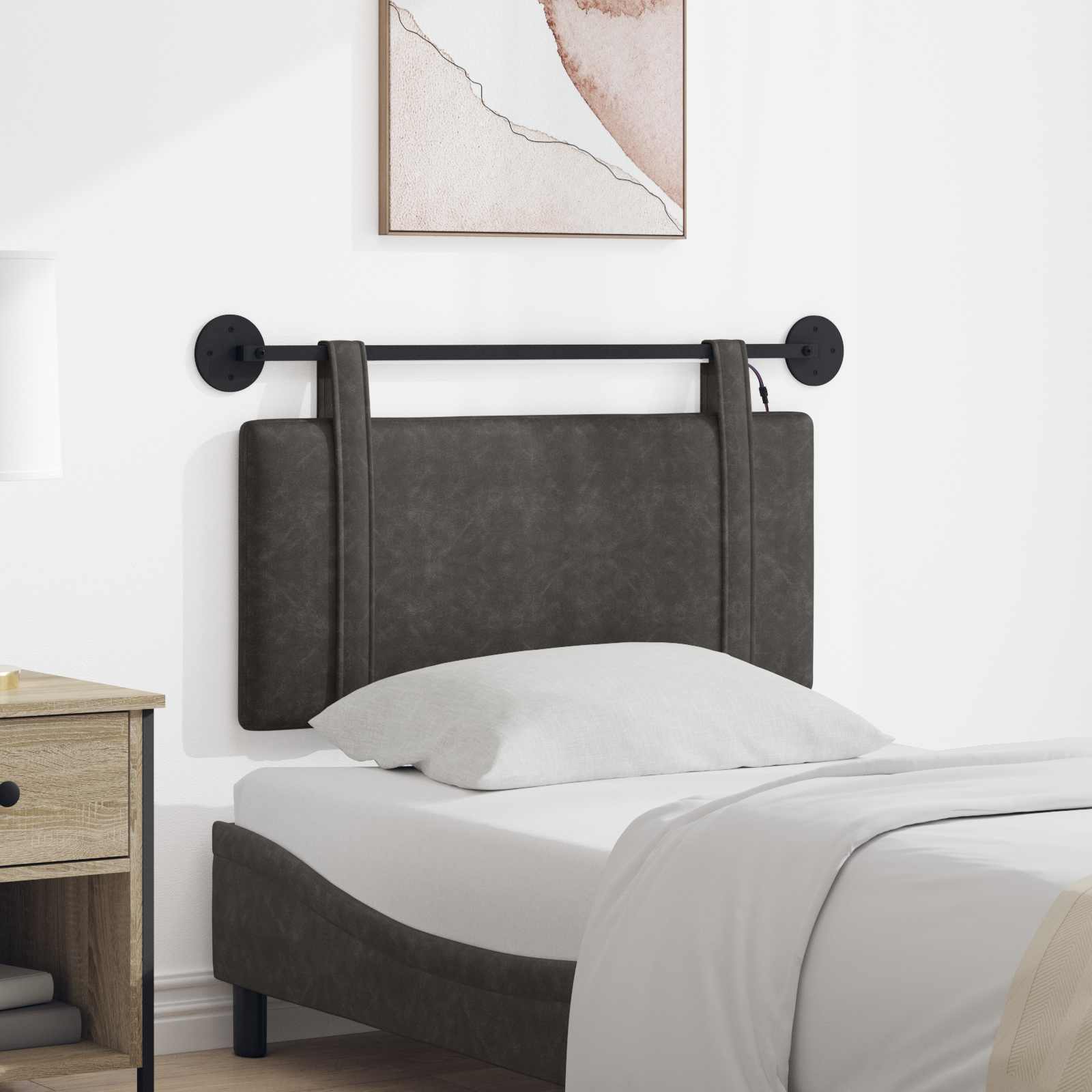 Tête de lit suspendue Avec lumière LED Noir PU antique - XIOS