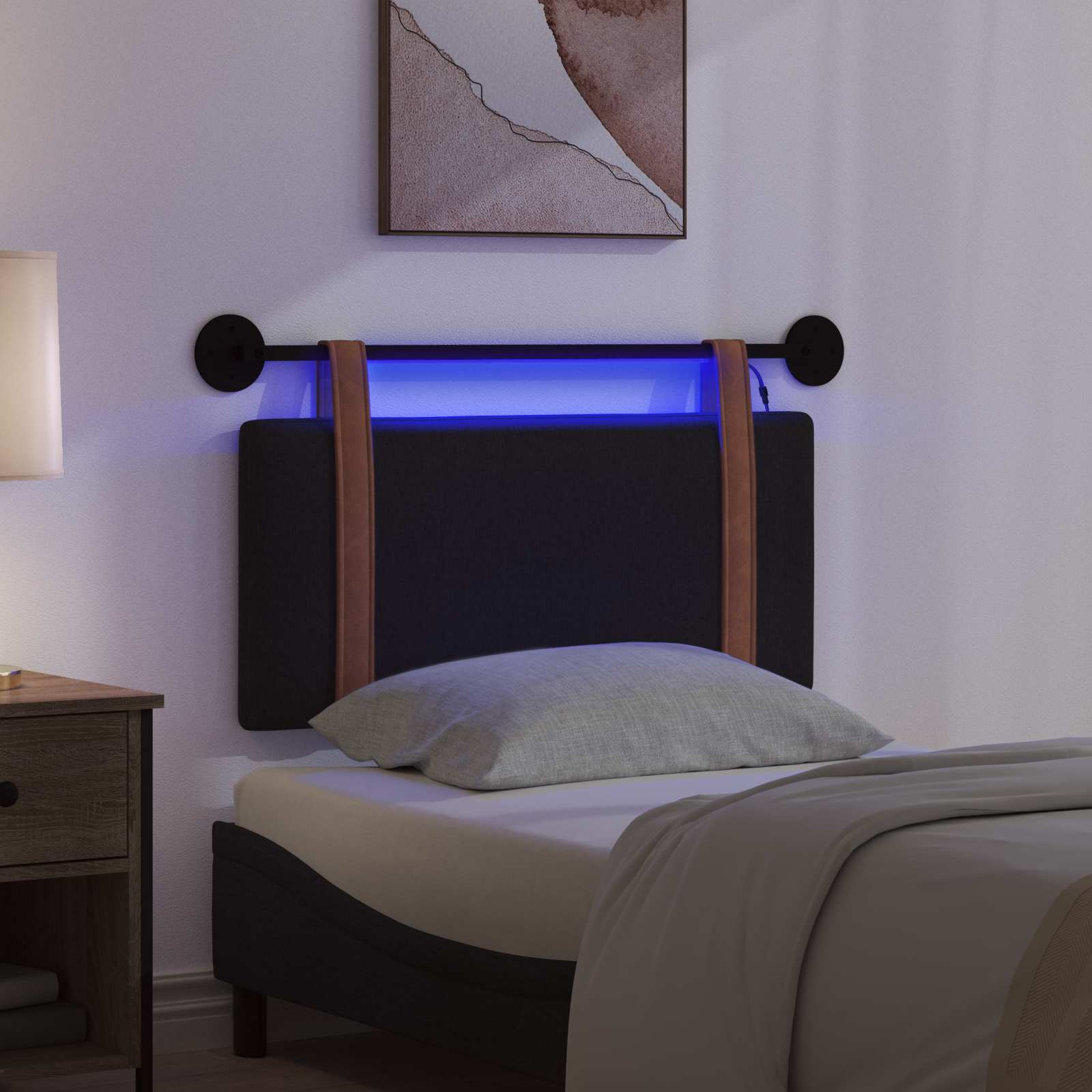 Tête de lit suspendue Avec lumière LED Noir PU antique - XIOS