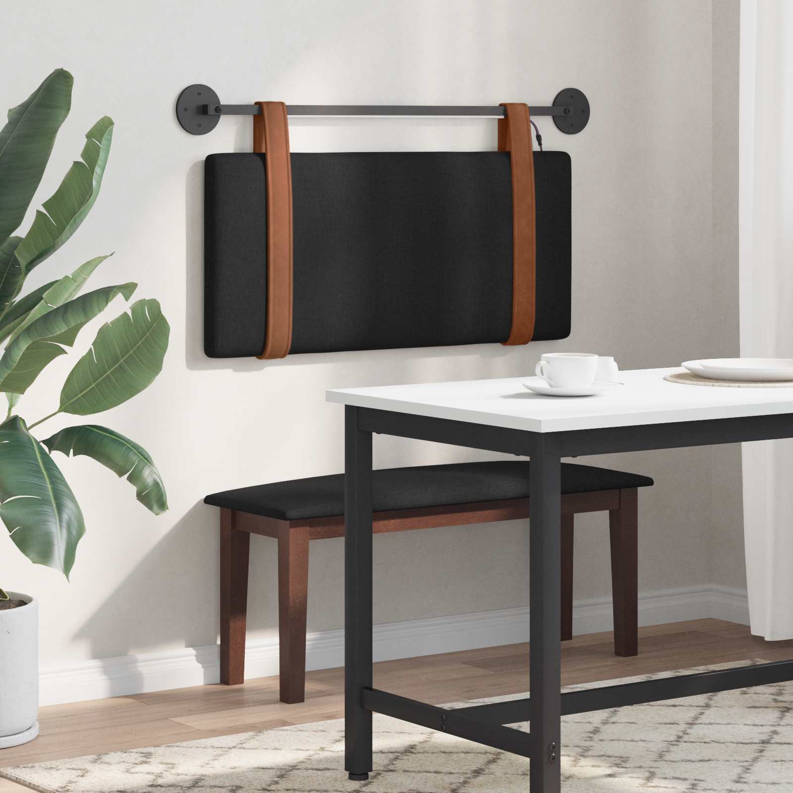Tête de lit suspendue Avec lumière LED Noir PU antique - XIOS