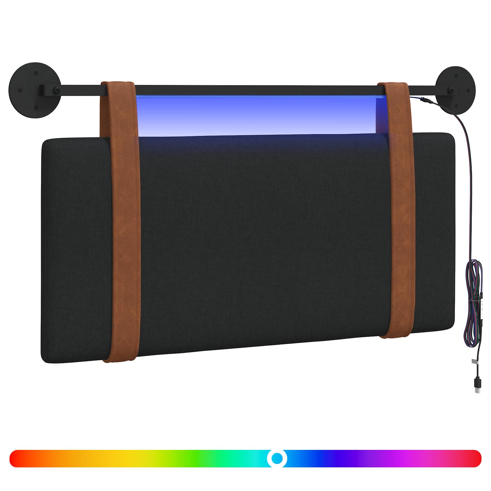 Tête de lit suspendue Avec lumière LED Noir PU antique - XIOS