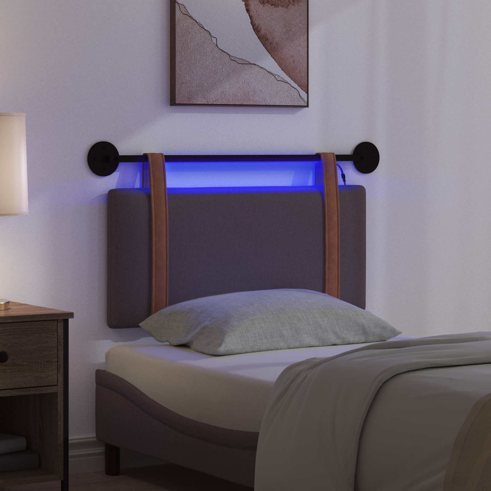 Tête de lit suspendue Avec lumière LED Marron foncé PU antique - XIOS