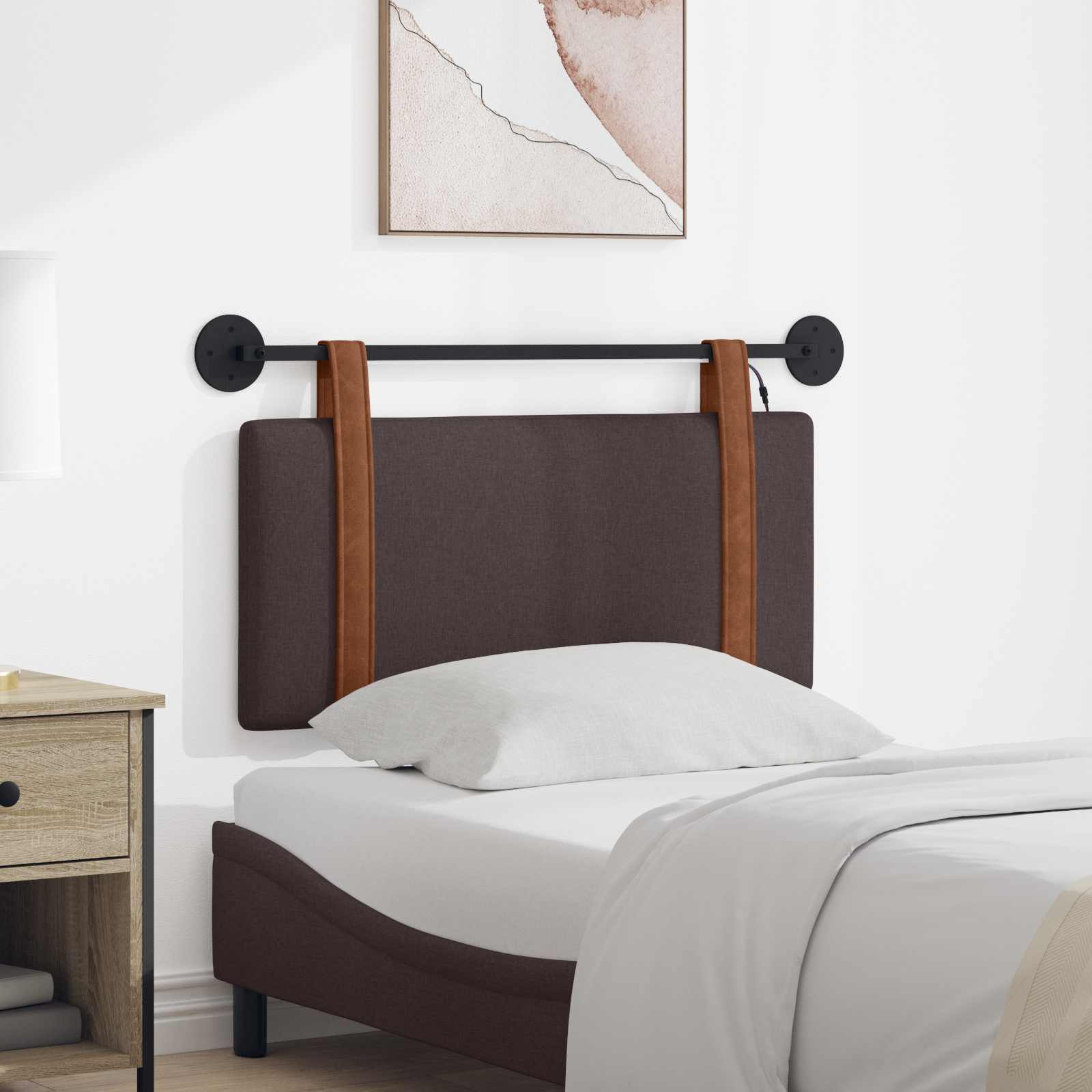 Tête de lit suspendue Avec lumière LED Marron foncé PU antique - XIOS