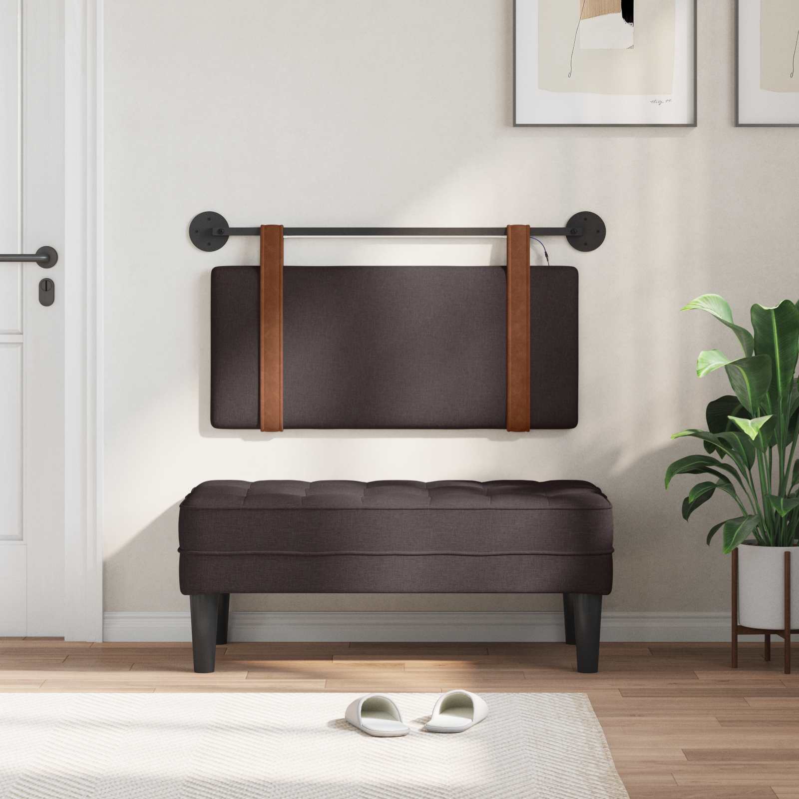 Tête de lit suspendue Avec lumière LED Marron foncé PU antique - XIOS