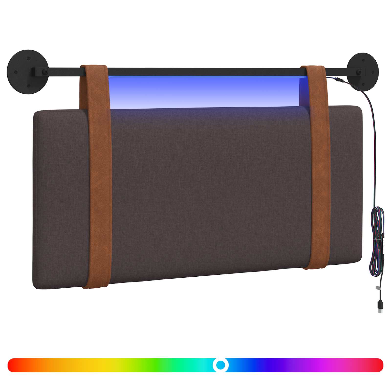Tête de lit suspendue Avec lumière LED Marron foncé PU antique - XIOS