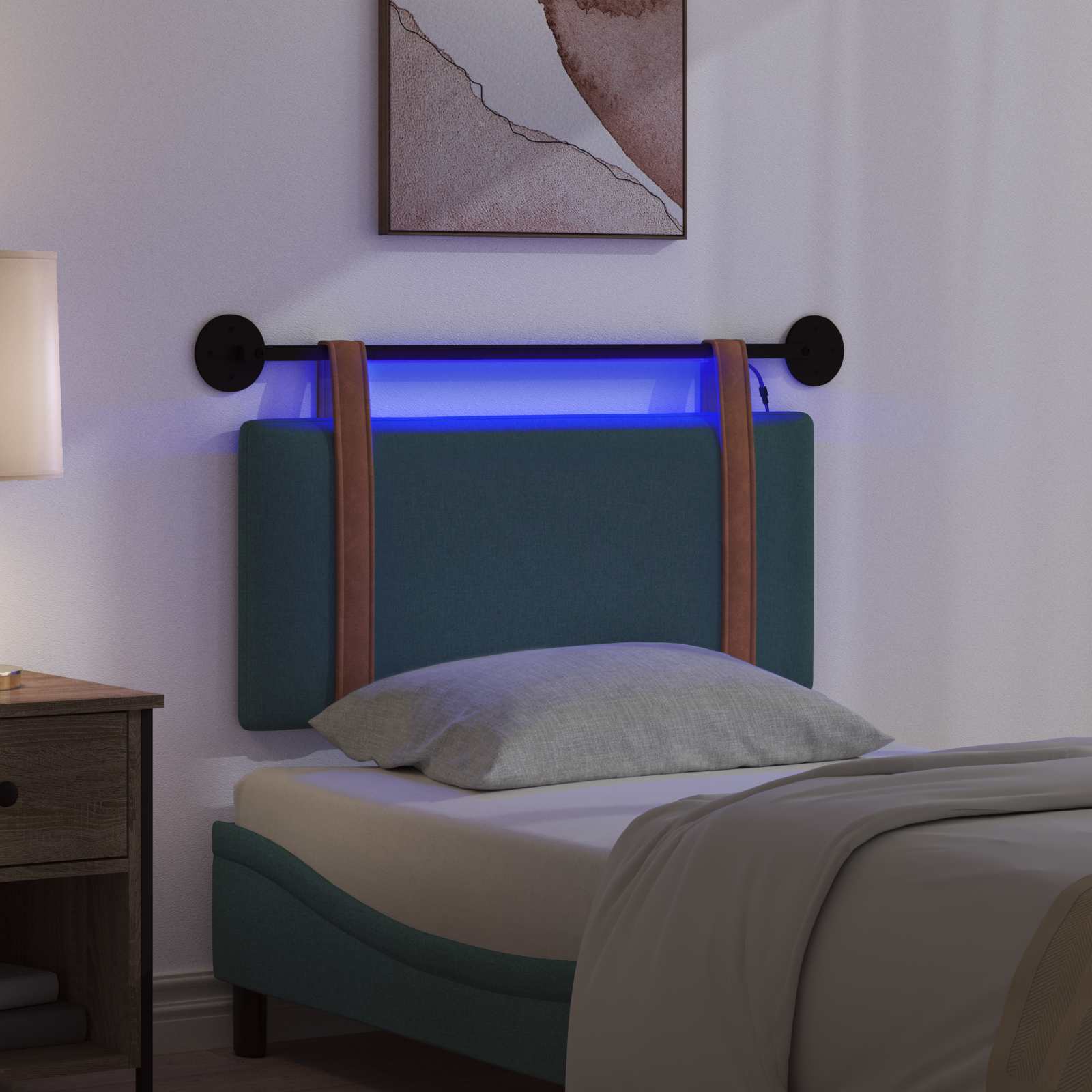 Tête de lit suspendue Avec lumière LED Vert foncé PU antique - XIOS
