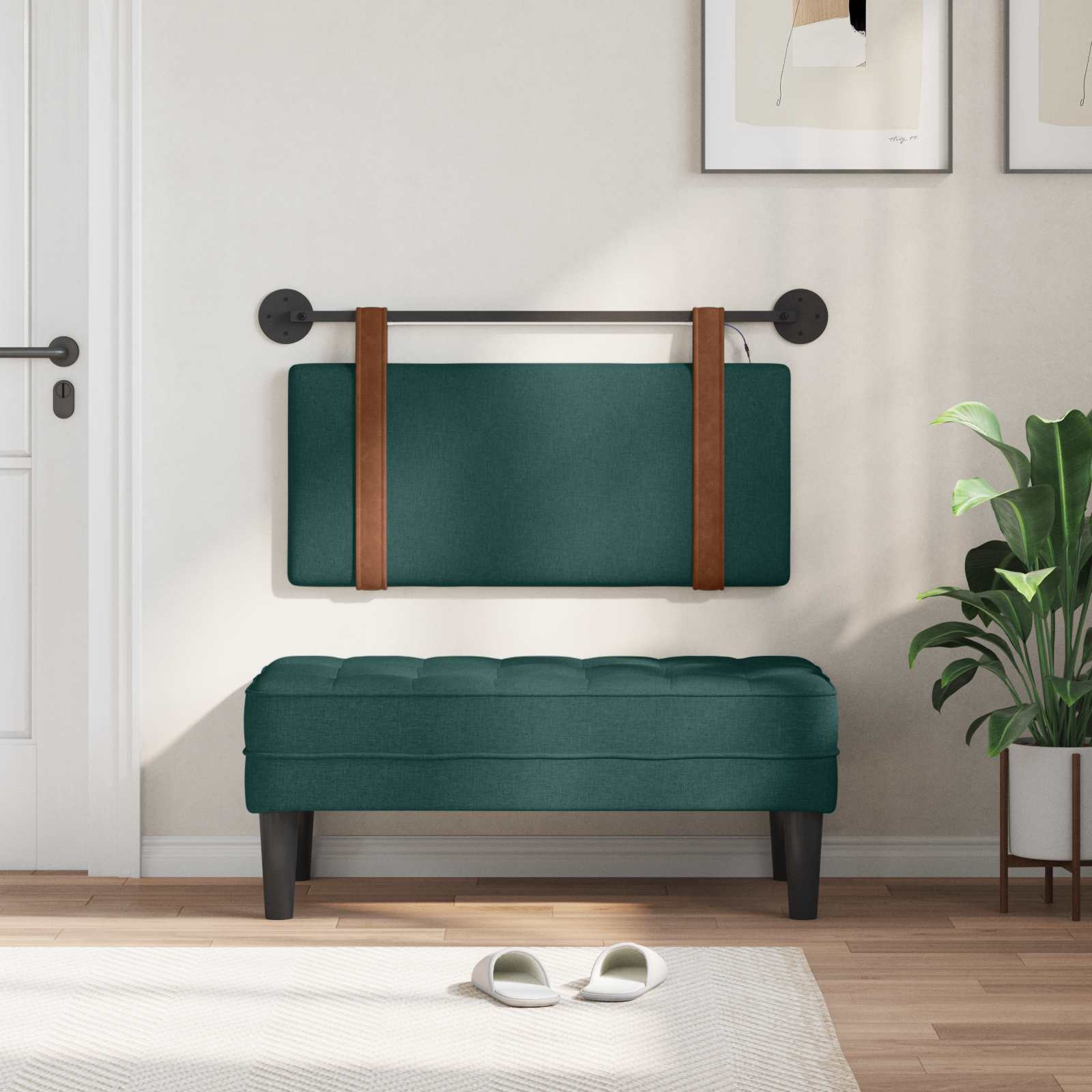 Tête de lit suspendue Avec lumière LED Vert foncé PU antique - XIOS