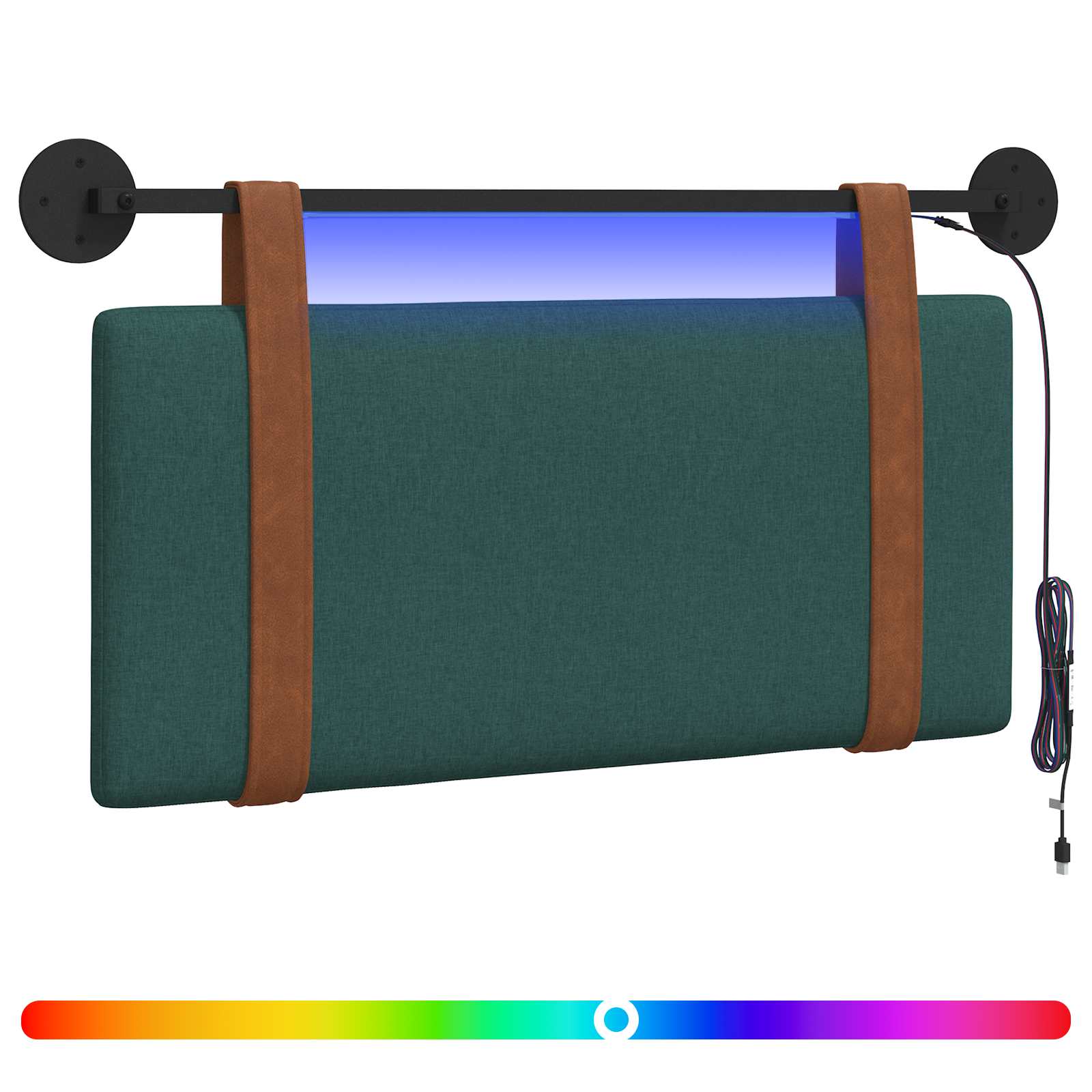 Tête de lit suspendue Avec lumière LED Vert foncé PU antique - XIOS