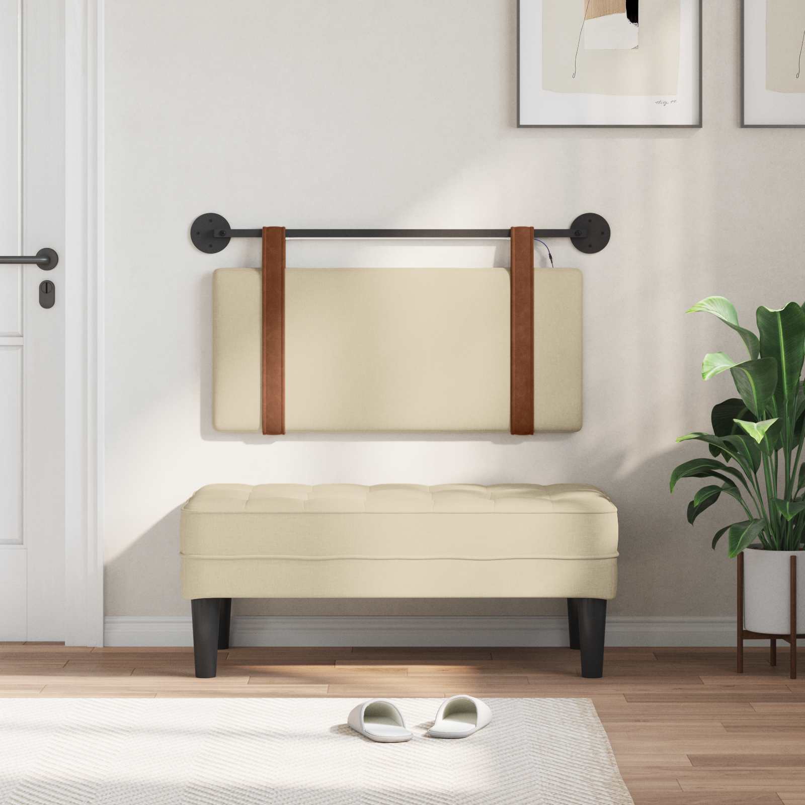 Tête de lit suspendue Avec lumière LED Crème PU antique - XIOS