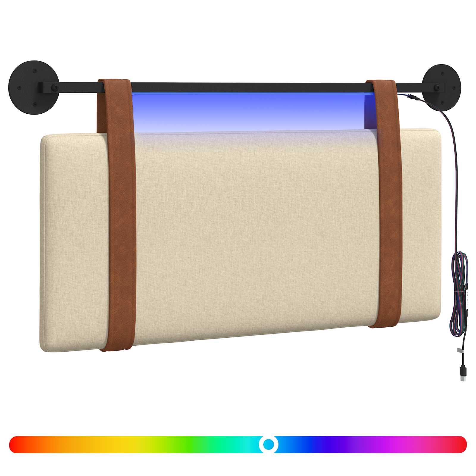 Tête de lit suspendue Avec lumière LED Crème PU antique - XIOS