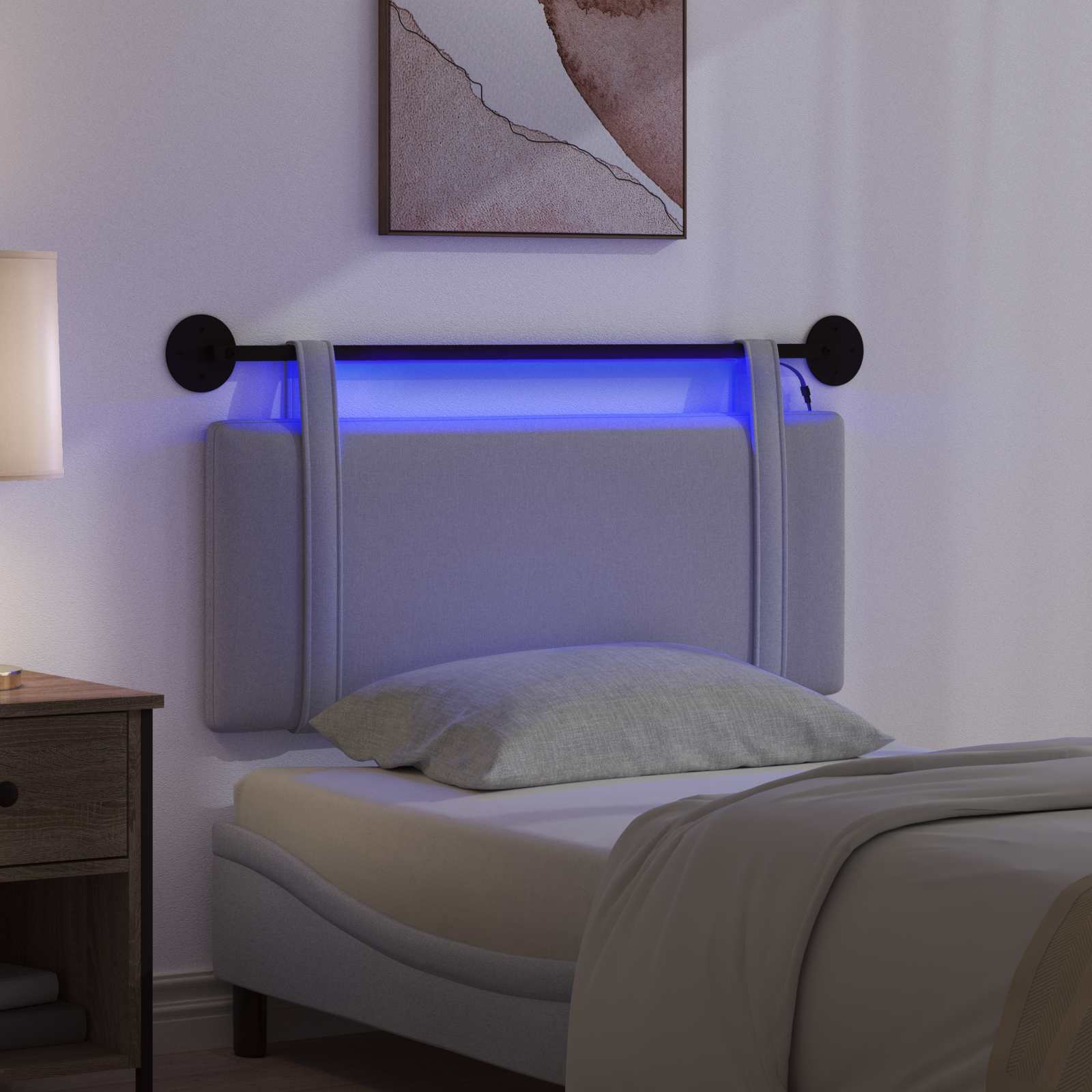 Tête de lit suspendue Avec lumière LED Gris clair Tissu - XIOS