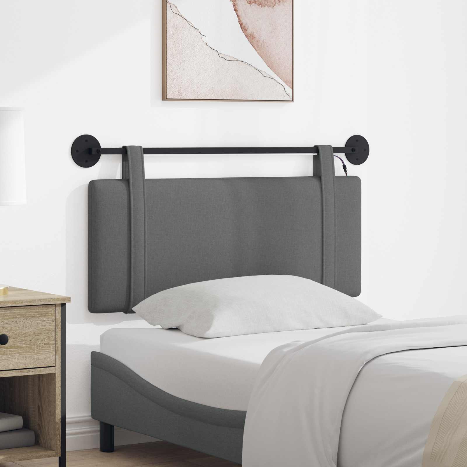 Tête de lit suspendue Avec lumière LED Gris foncé Tissu - XIOS
