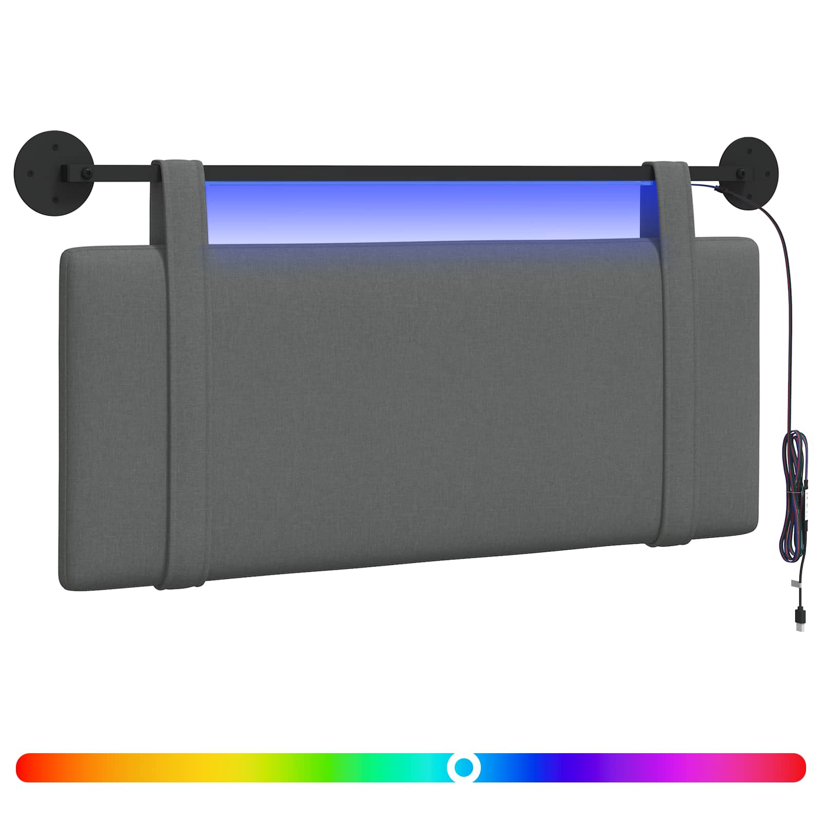 Tête de lit suspendue Avec lumière LED Gris foncé Tissu - XIOS