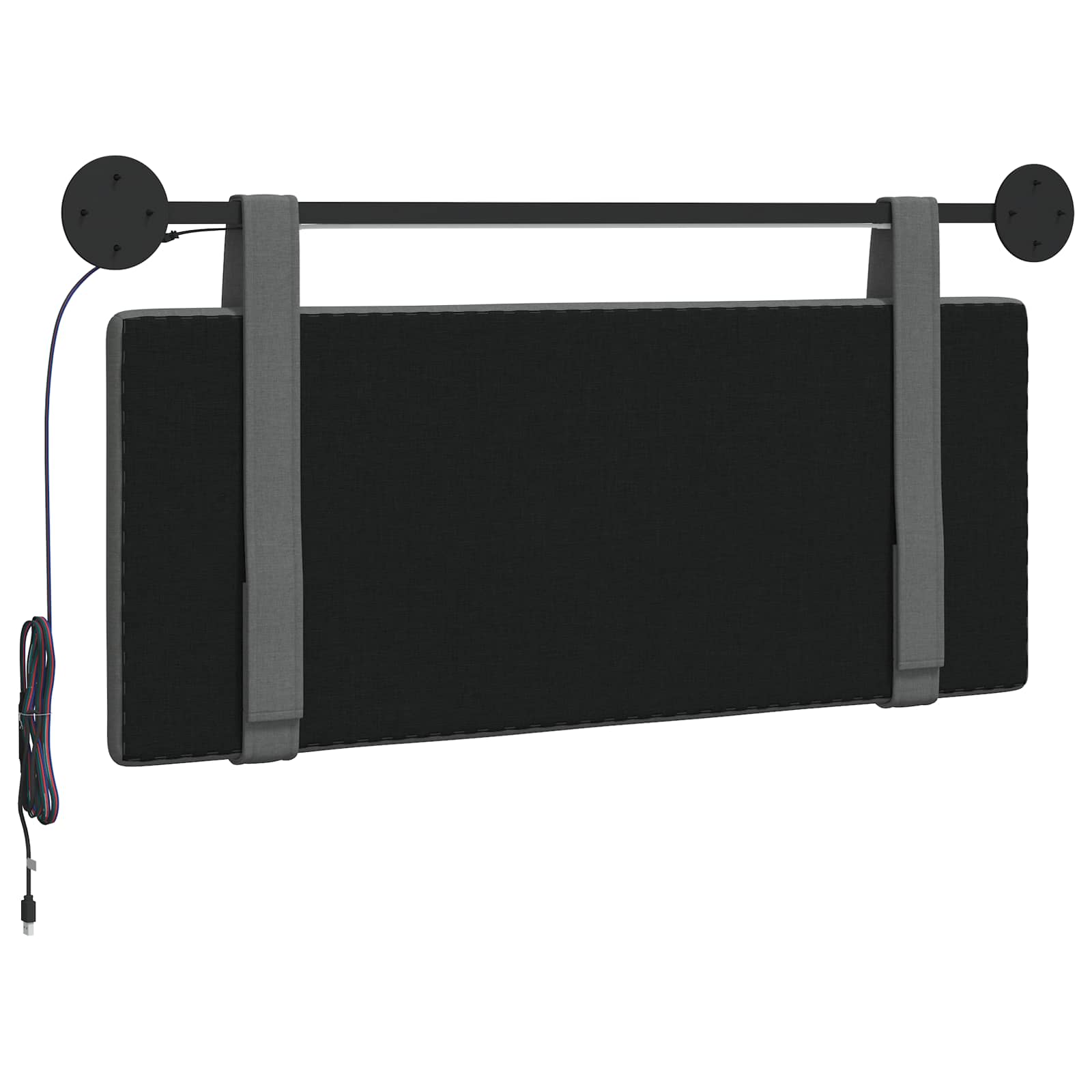 Tête de lit suspendue Avec lumière LED Gris foncé Tissu - XIOS
