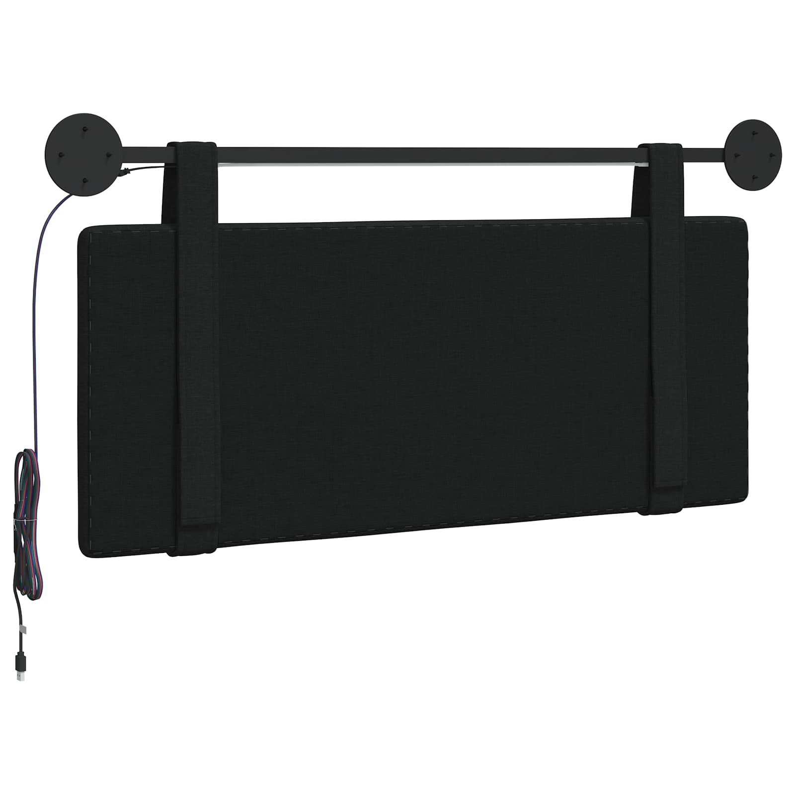 Tête de lit suspendue Avec lumière LED Noir Tissu - XIOS