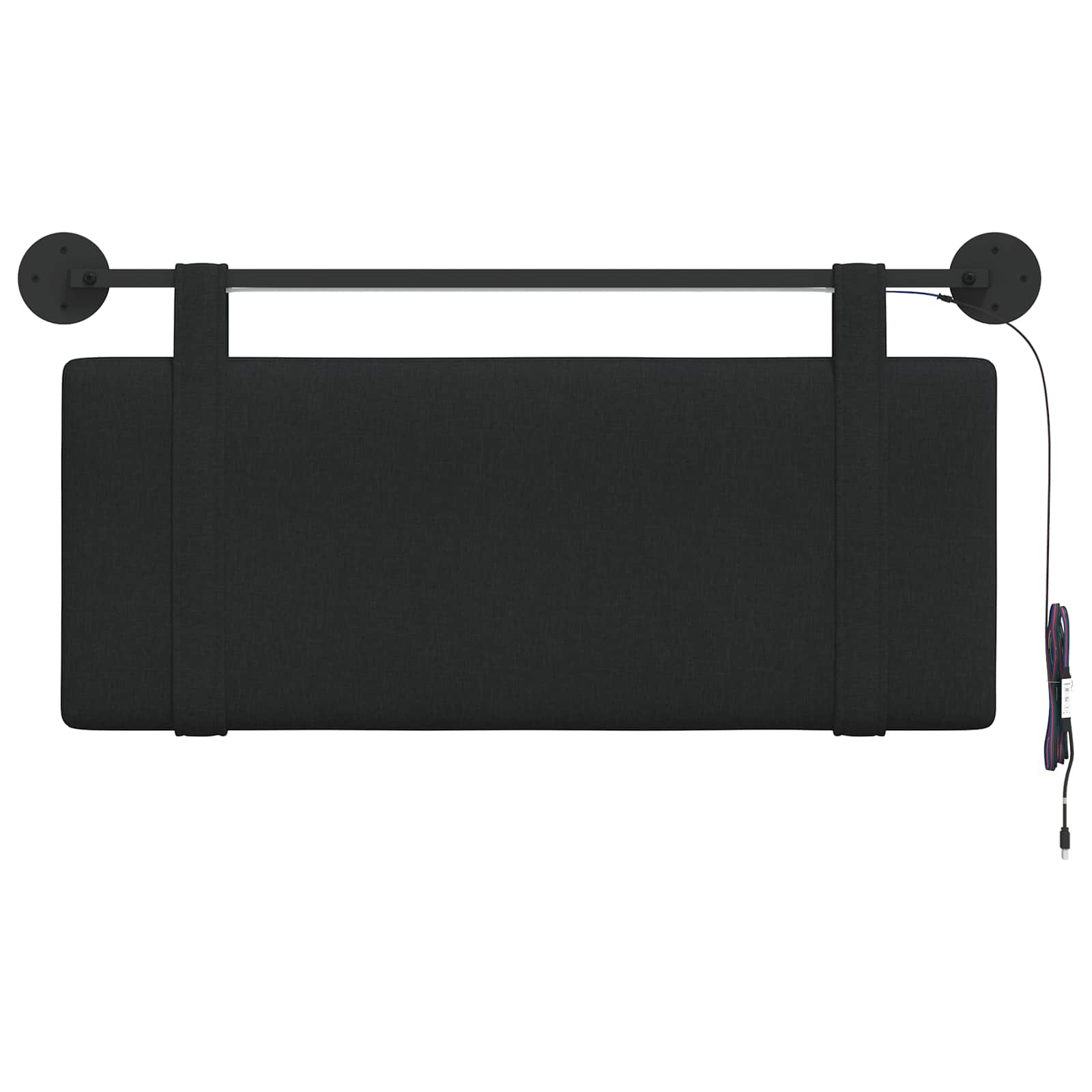 Tête de lit suspendue Avec lumière LED Noir Tissu - XIOS