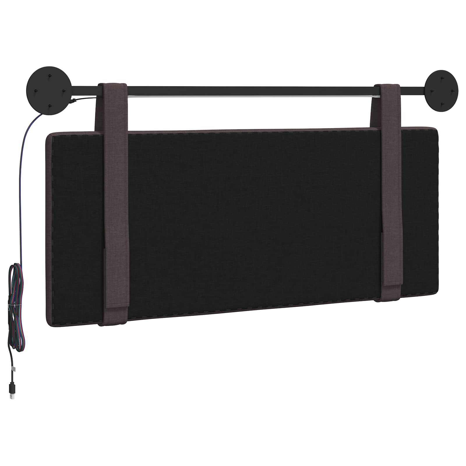Tête de lit suspendue Avec lumière LED Marron foncé Tissu - XIOS