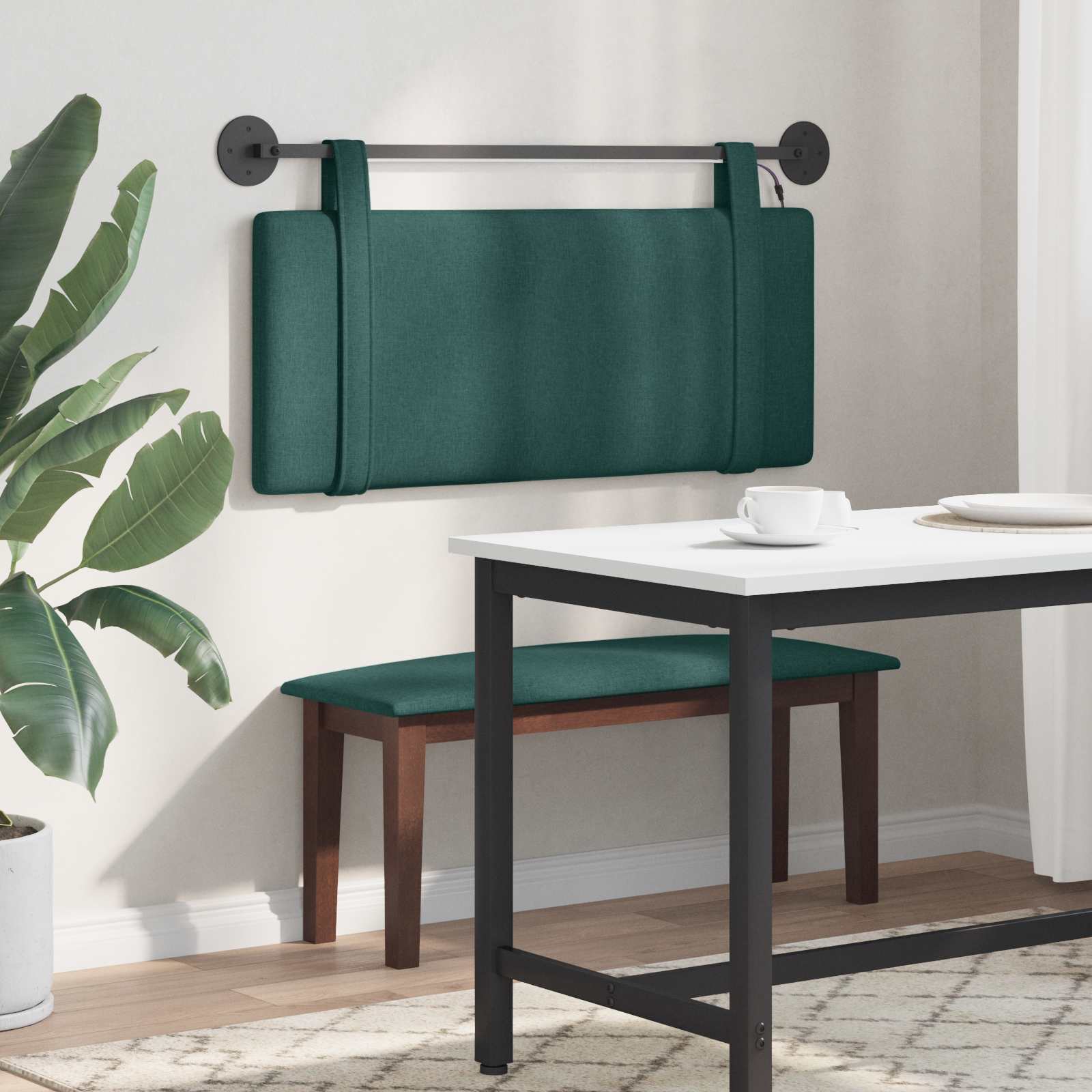 Tête de lit suspendue Avec lumière LED Vert foncé Tissu - XIOS