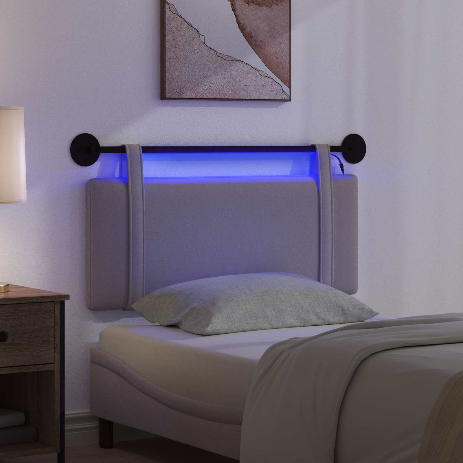 Tête de lit suspendue Avec lumière LED Taupe Tissu - XIOS