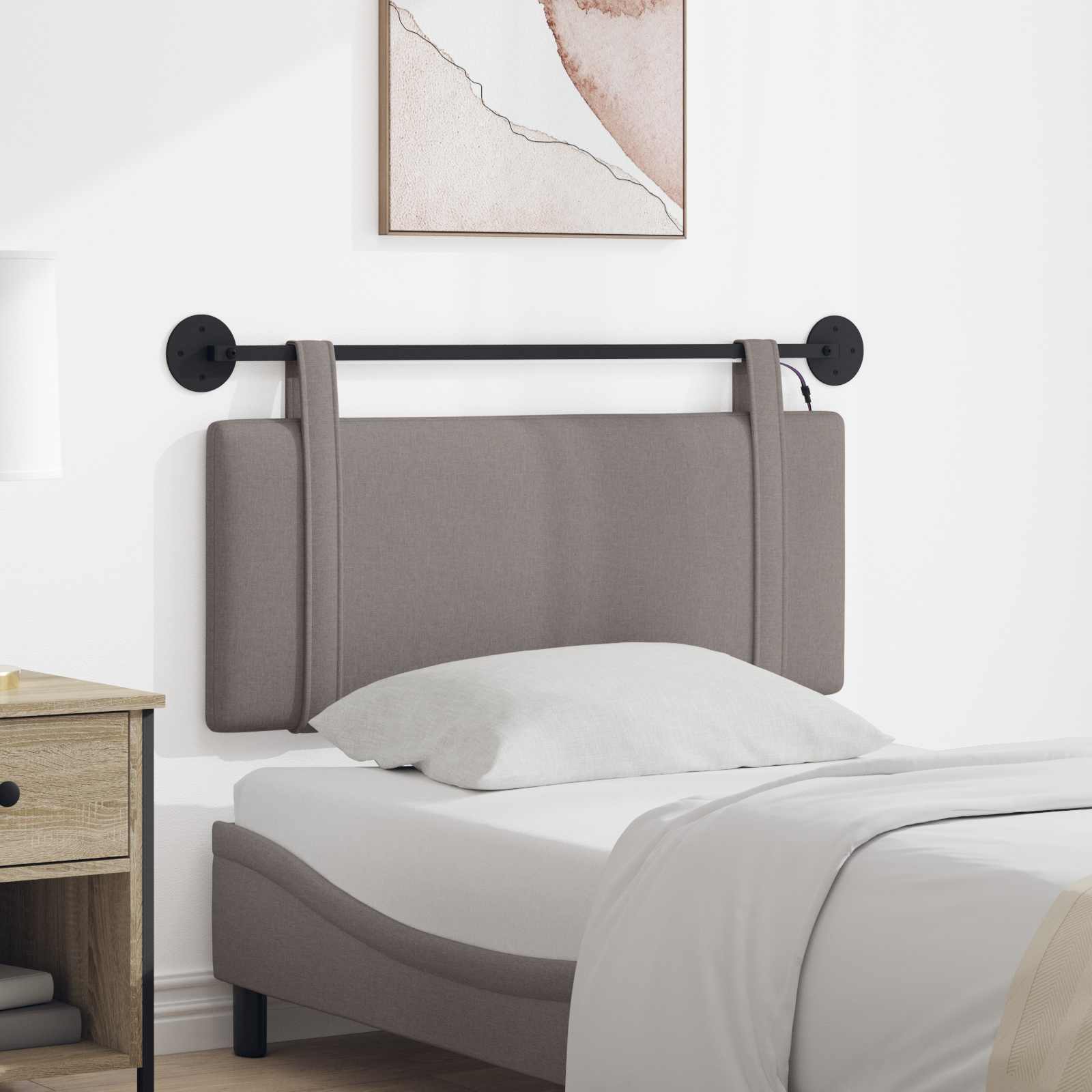 Tête de lit suspendue Avec lumière LED Taupe Tissu - XIOS
