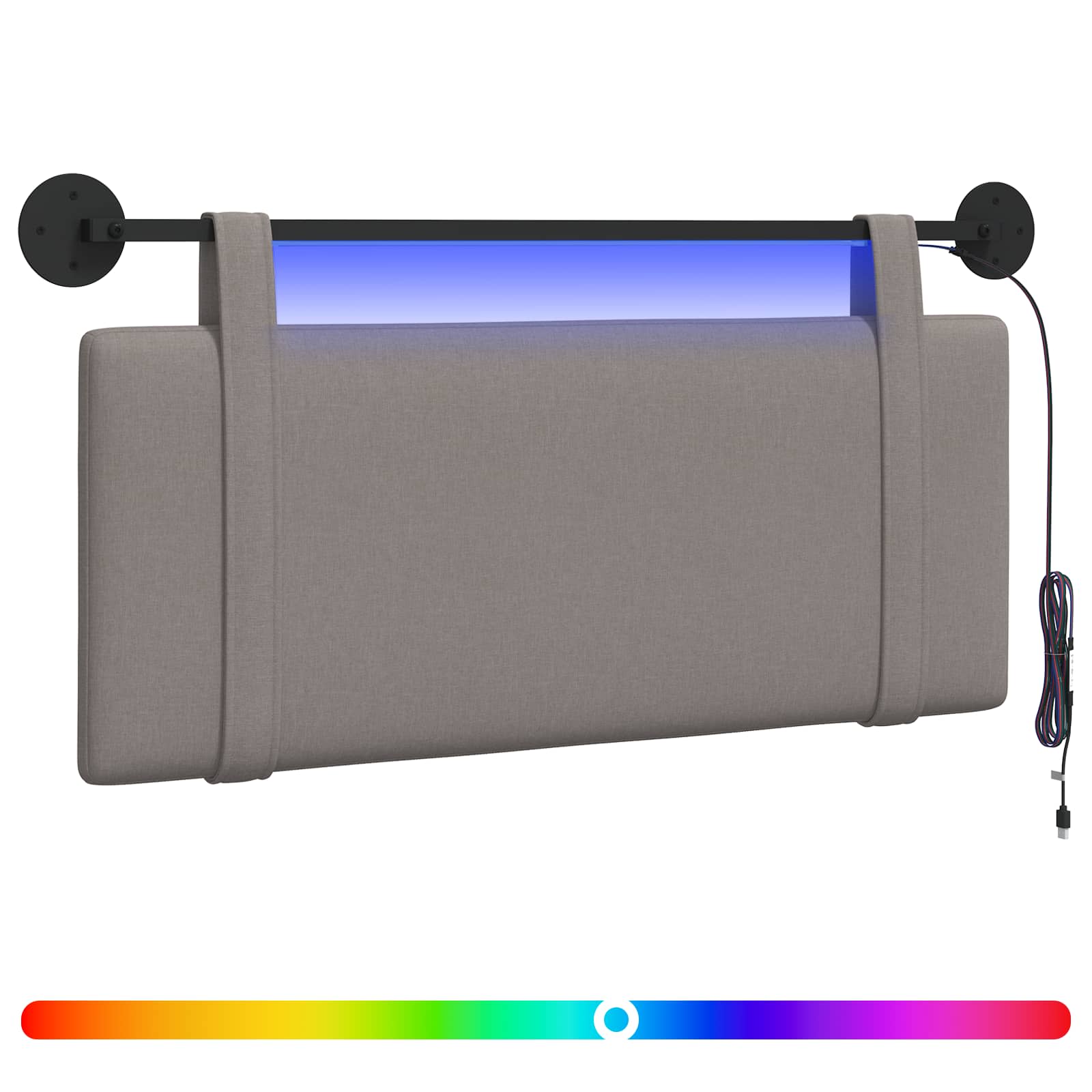 Tête de lit suspendue Avec lumière LED Taupe Tissu - XIOS