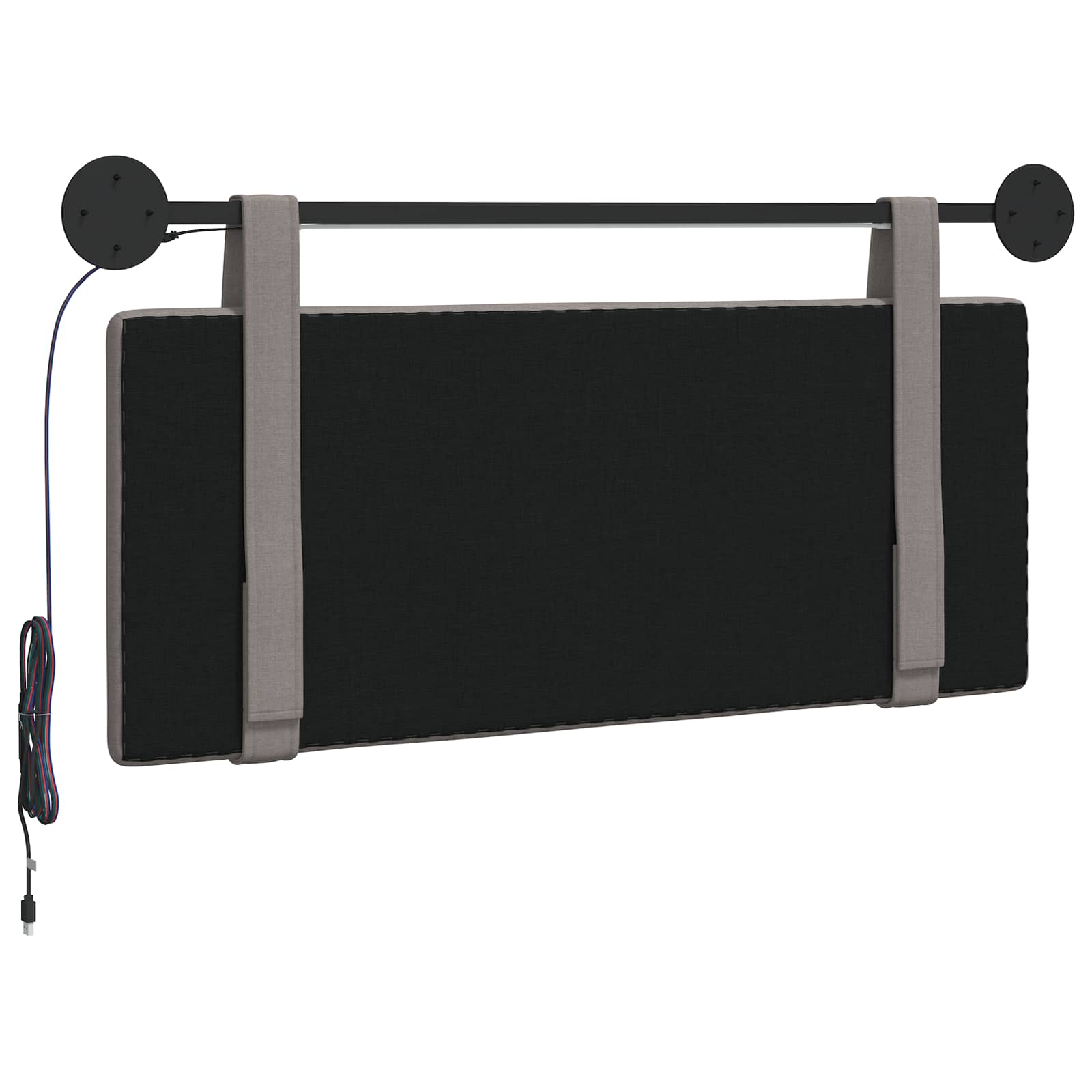 Tête de lit suspendue Avec lumière LED Taupe Tissu - XIOS