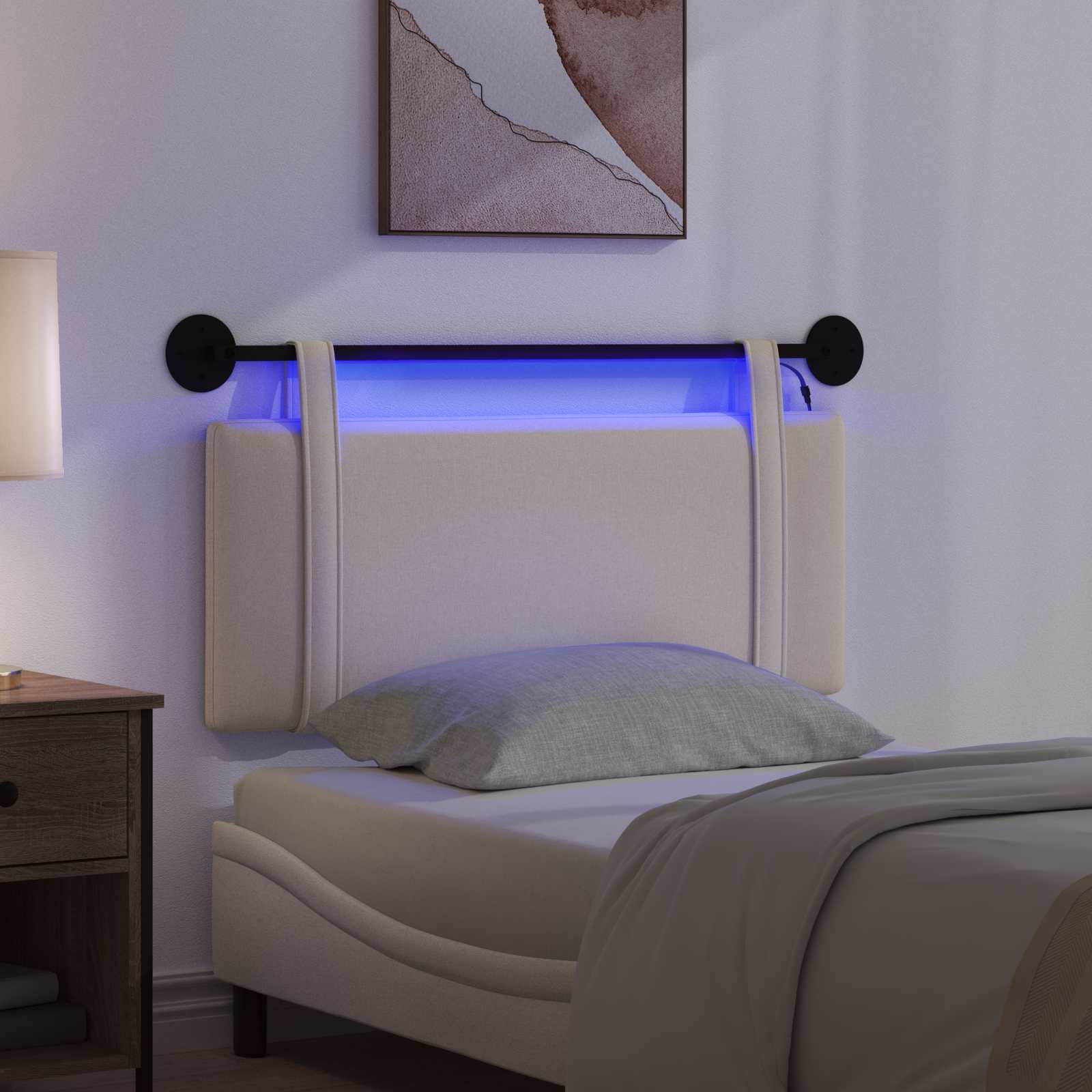 Tête de lit suspendue Avec lumière LED Crème Tissu - XIOS