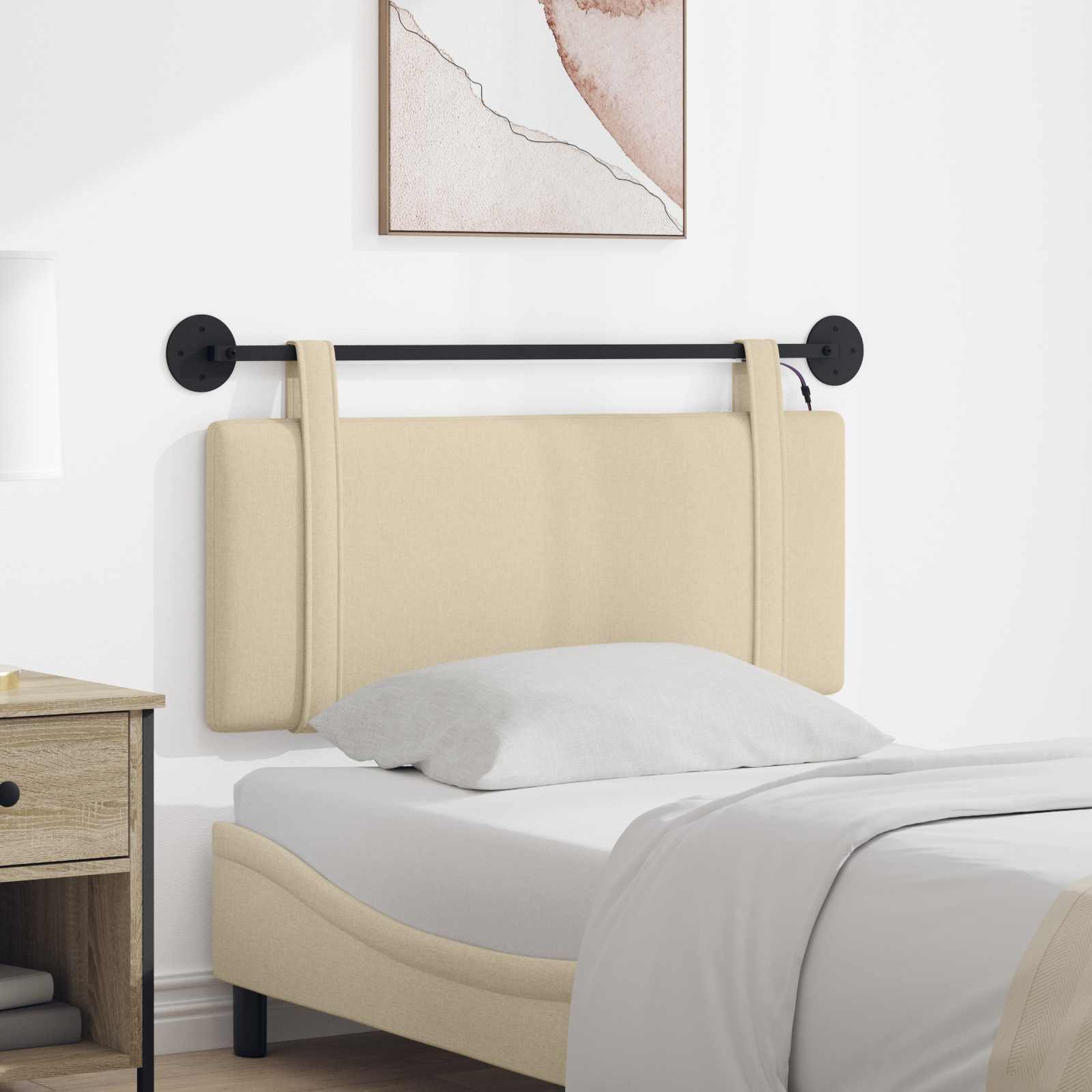 Tête de lit suspendue Avec lumière LED Crème Tissu - XIOS