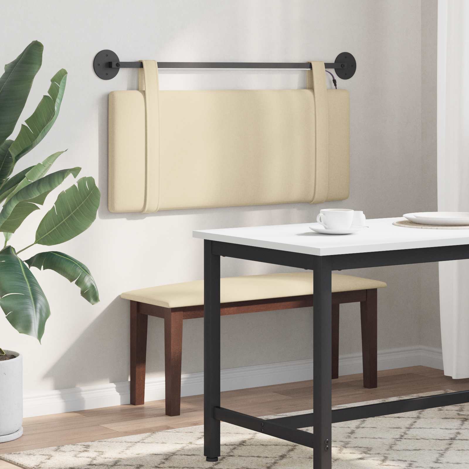 Tête de lit suspendue Avec lumière LED Crème Tissu - XIOS