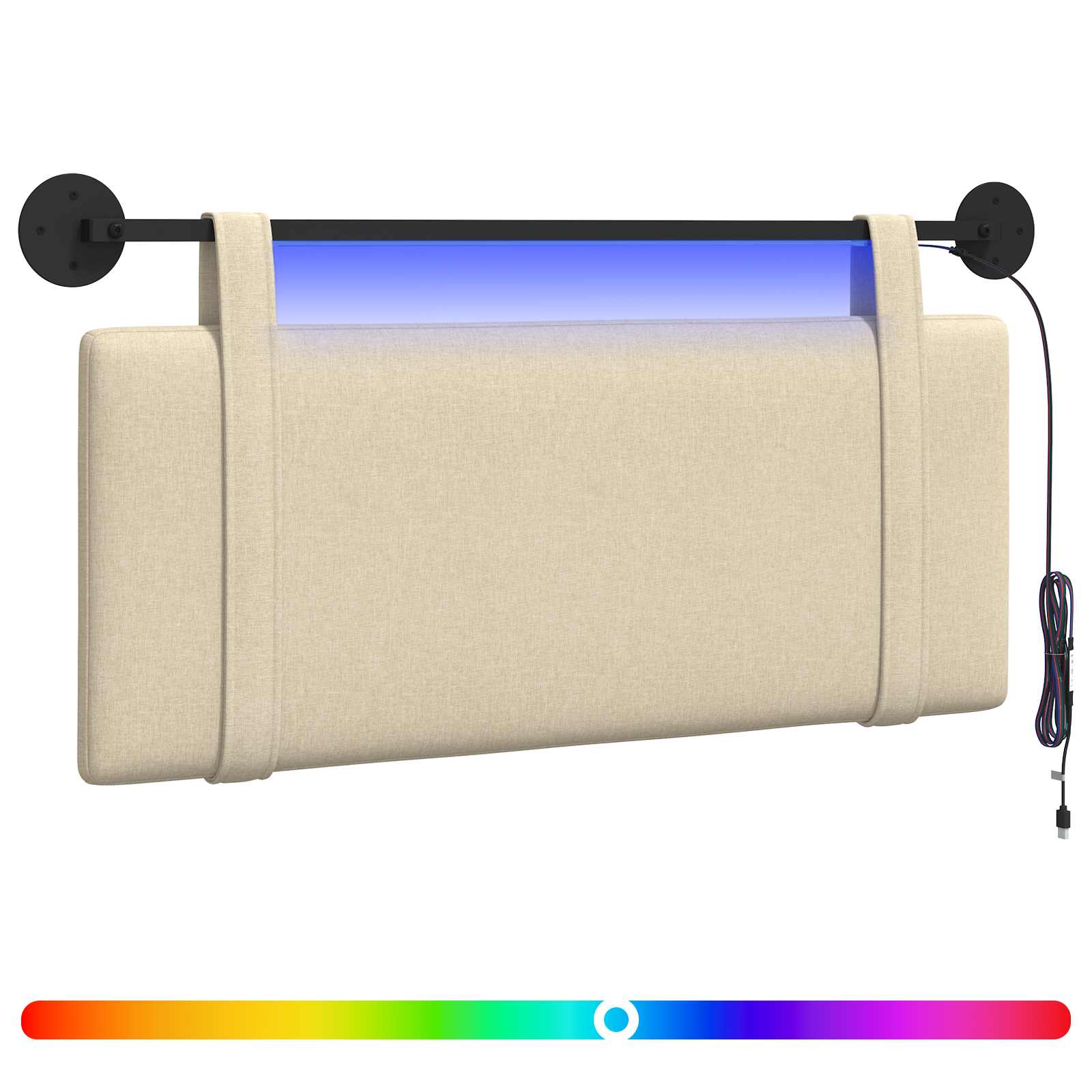 Tête de lit suspendue Avec lumière LED Crème Tissu - XIOS