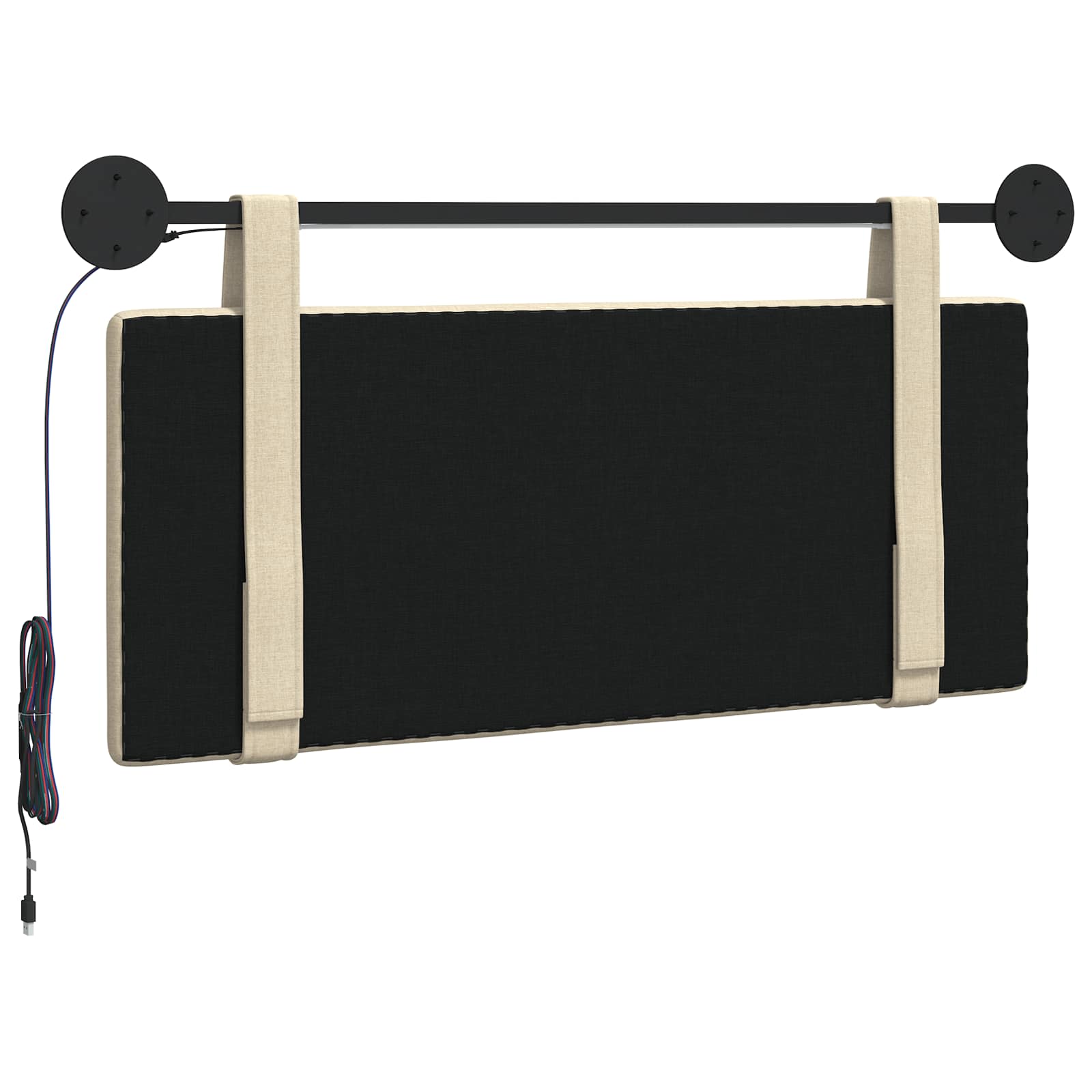 Tête de lit suspendue Avec lumière LED Crème Tissu - XIOS